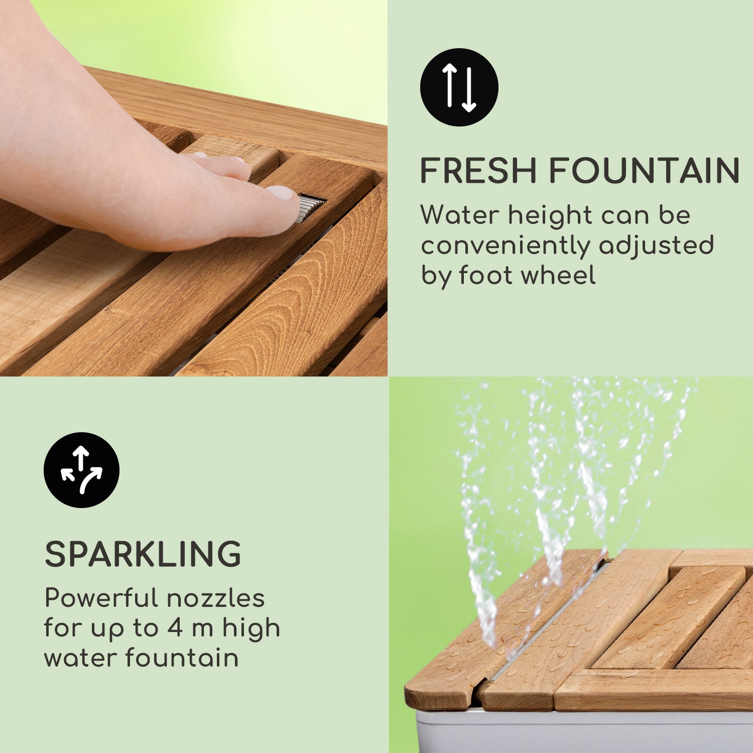 Sumatra Teak Square Trädgårdsdusch aluminium teakträ bärhandtag 