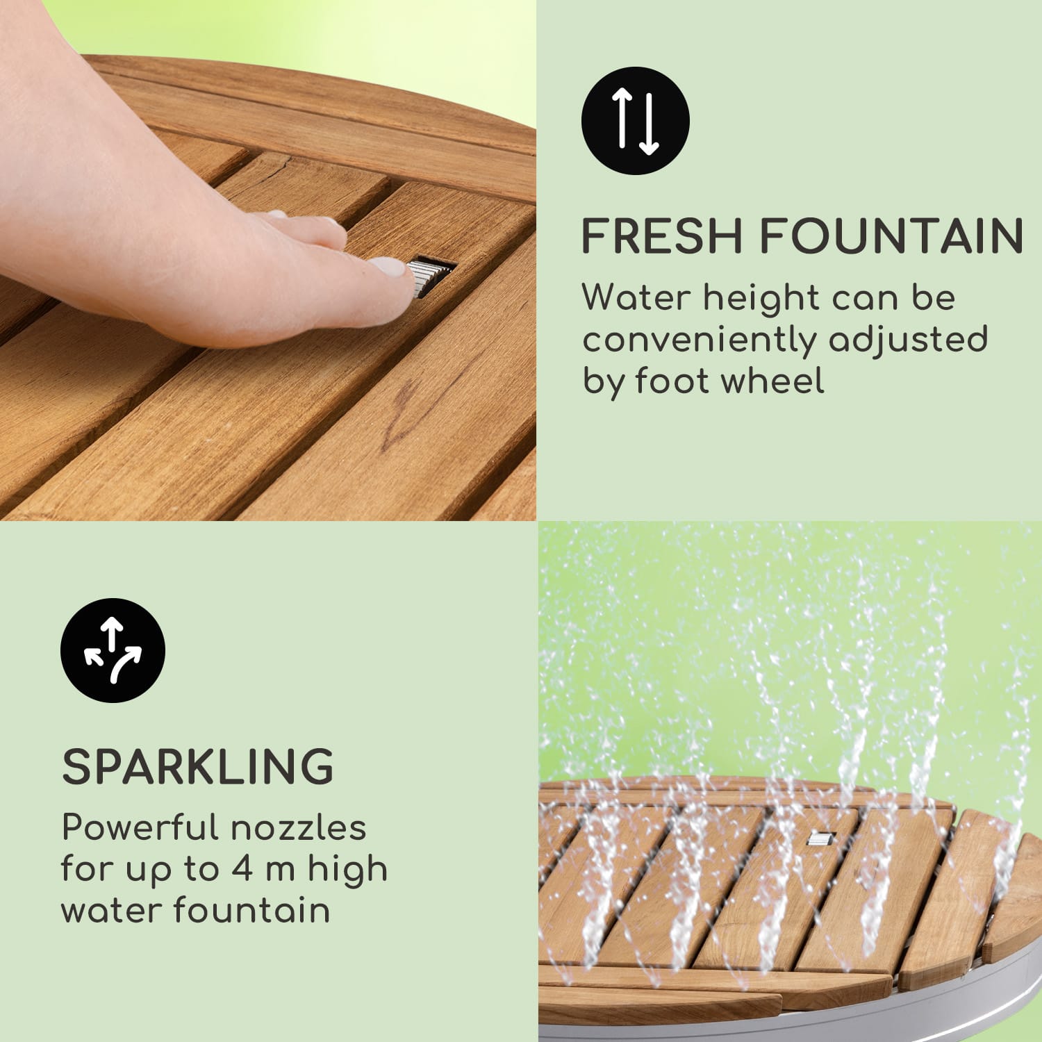 Sumatra Teak Round tuindouche aluminium teakhout draaggreep Ovaal | Zilver Metallic