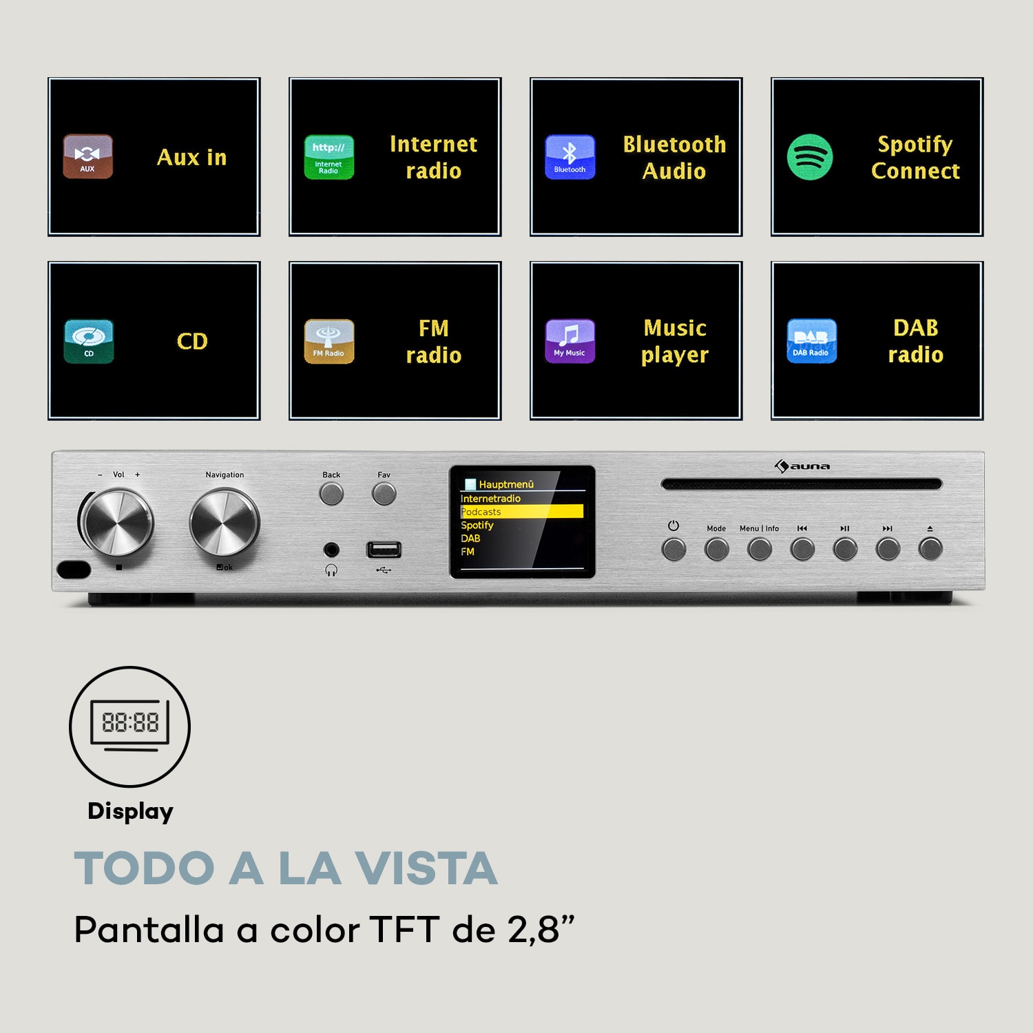 Silver Star Receptor de CD y HiFi Amplificador Internet/DAB+/FM Radio Reproductor de CD wifi 