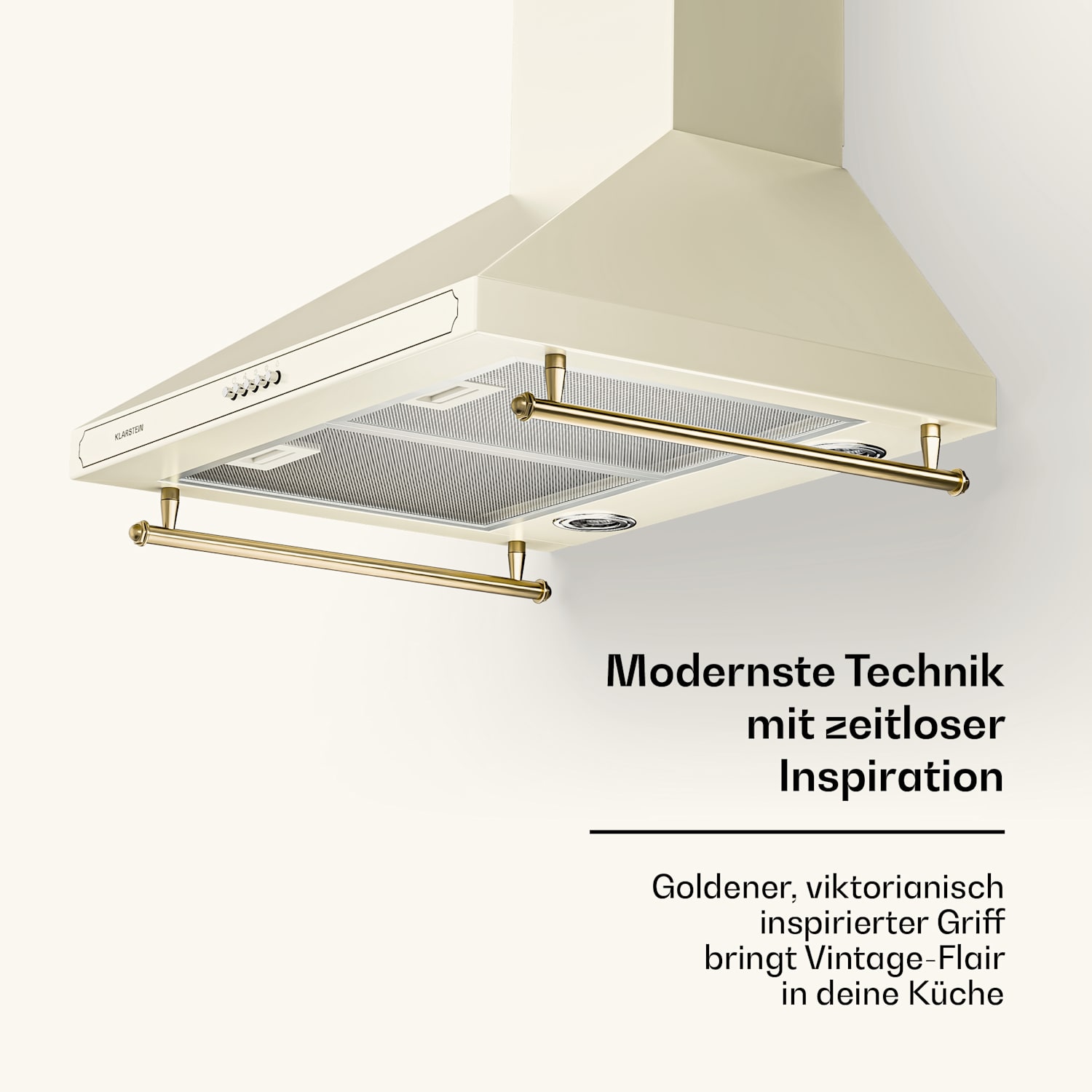Victoria Dunstabzugshaube 60cm Retro-Design 644,5m³/h 2 LED-Lampen 60 cm | Vintage-Creme
