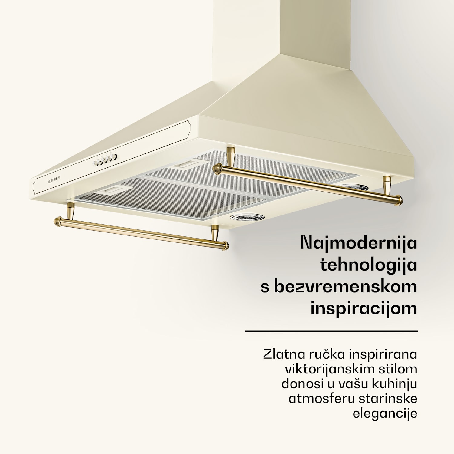 Victoria, napa, 60 cm, retro dizajn, 644,5 m³ / h, 2 LED svjetla 60 cm | Vintage kremasta