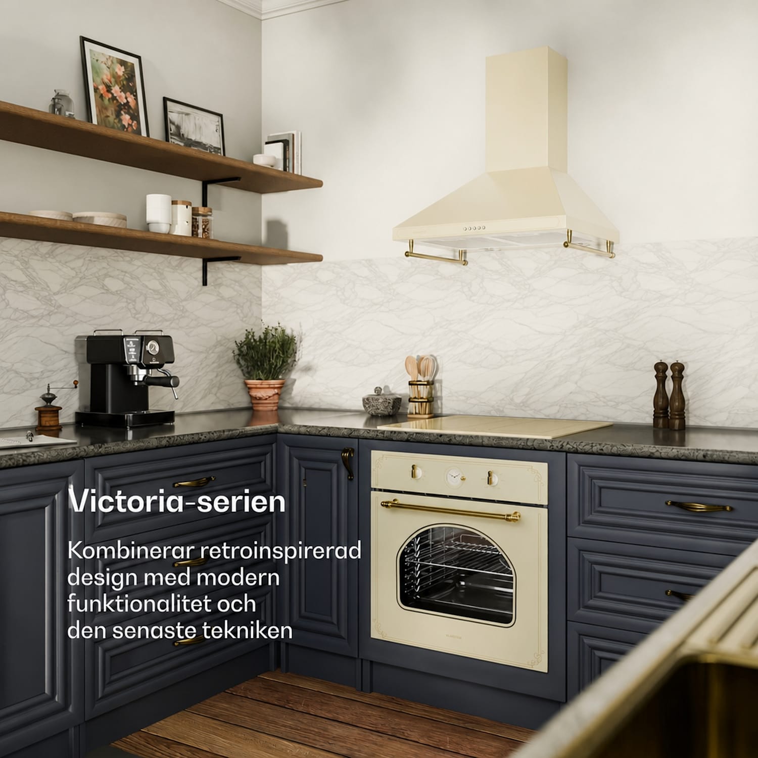 Victoria Köksfläkt 60cm retrodesign 644.5m³/h 2 LED-lampor 