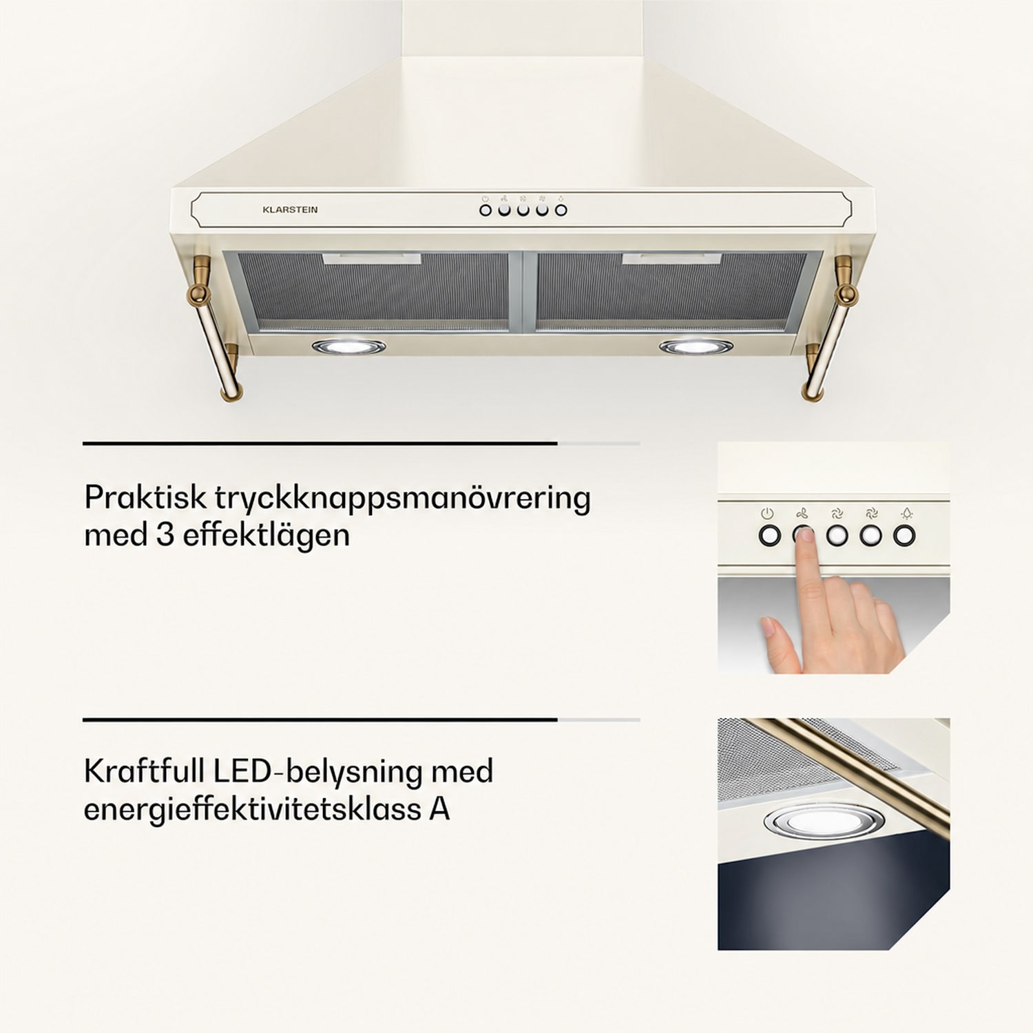 Victoria Köksfläkt 60cm retrodesign 644.5m³/h 2 LED-lampor 