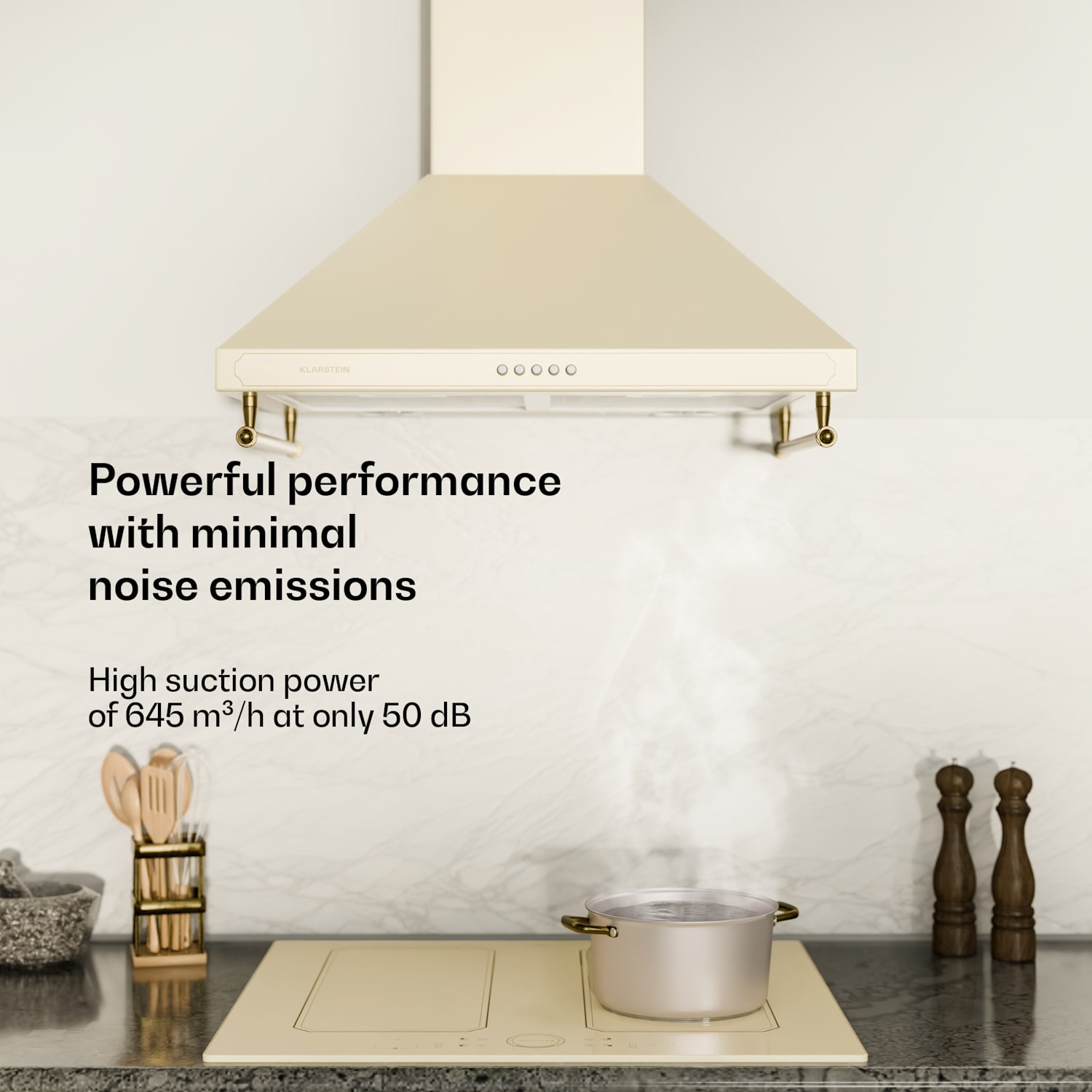 Victoria afzuigkap 60 cm retro design 644,5 m³/h 2 ledlampen 60 cm | Vintage Crème