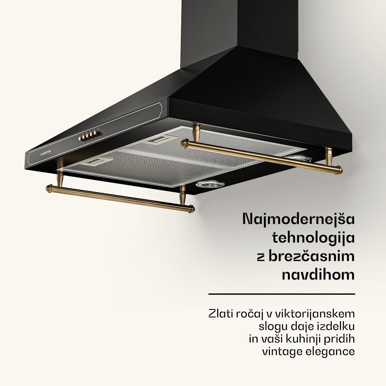 Victoria, napa, 60 cm, retro oblika, 644,5 m³/h, 2 LED luči 60 cm | Črna