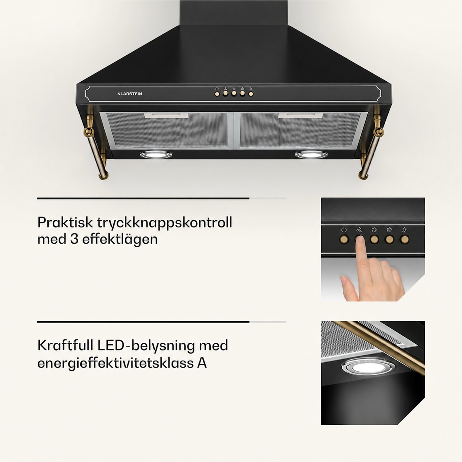 Victoria Köksfläkt 60cm retrodesign 644.5m³/h 2 LED-lampor 