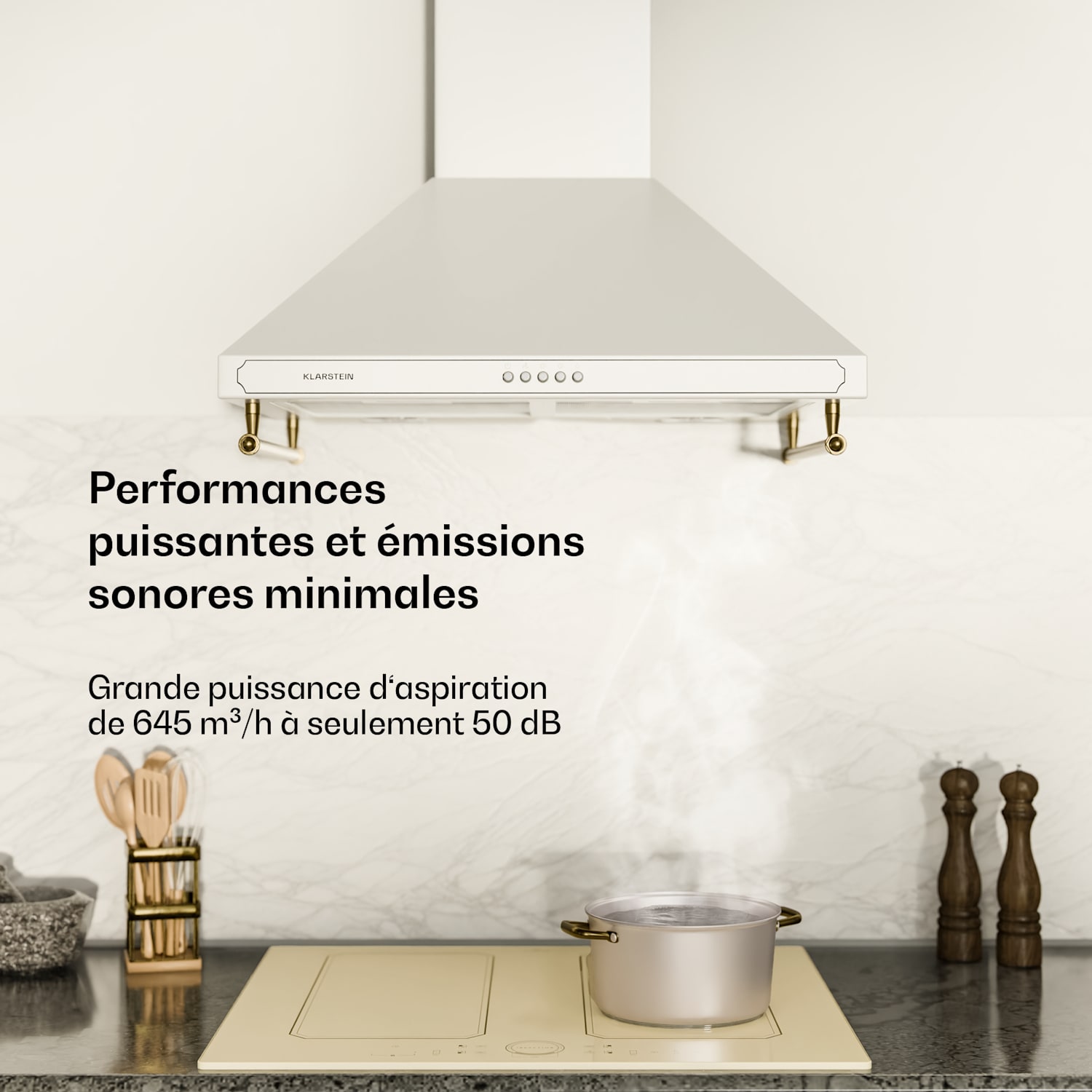 Victoria afzuigkap 60 cm retro design 644,5 m³/h 2 ledlampen 60 cm | Wit