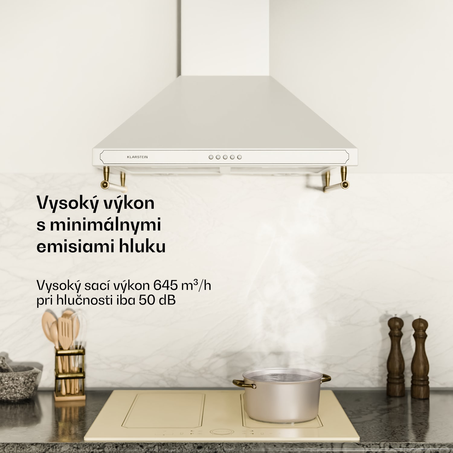 Victoria, digestor, 60 cm, nástenný, 644,5 m³/h, LED, retro dizajn, čierny 60 cm | Biela