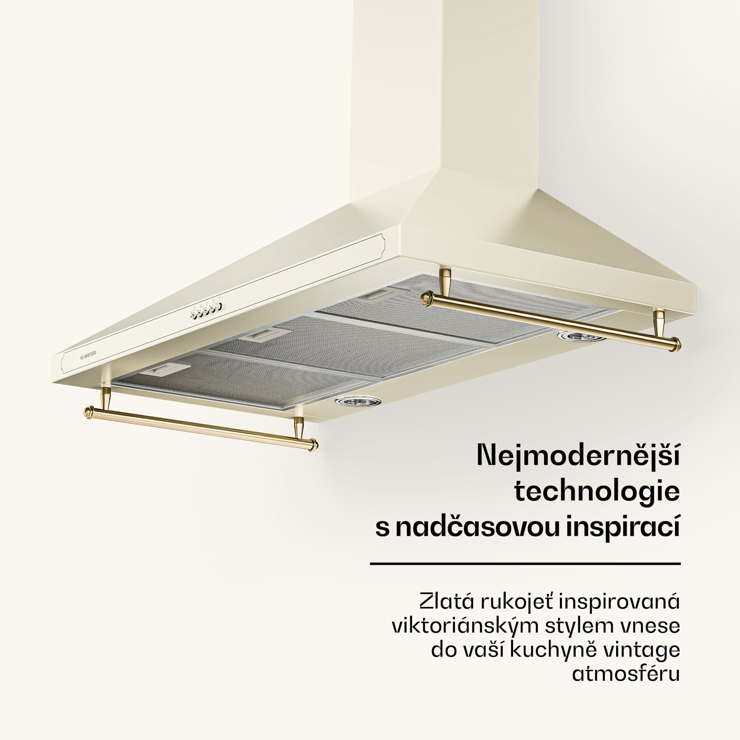Victoria 90, digestoř, 90 cm, nástěnná, 644,5 m³/h, LED, retro design, slonovina 