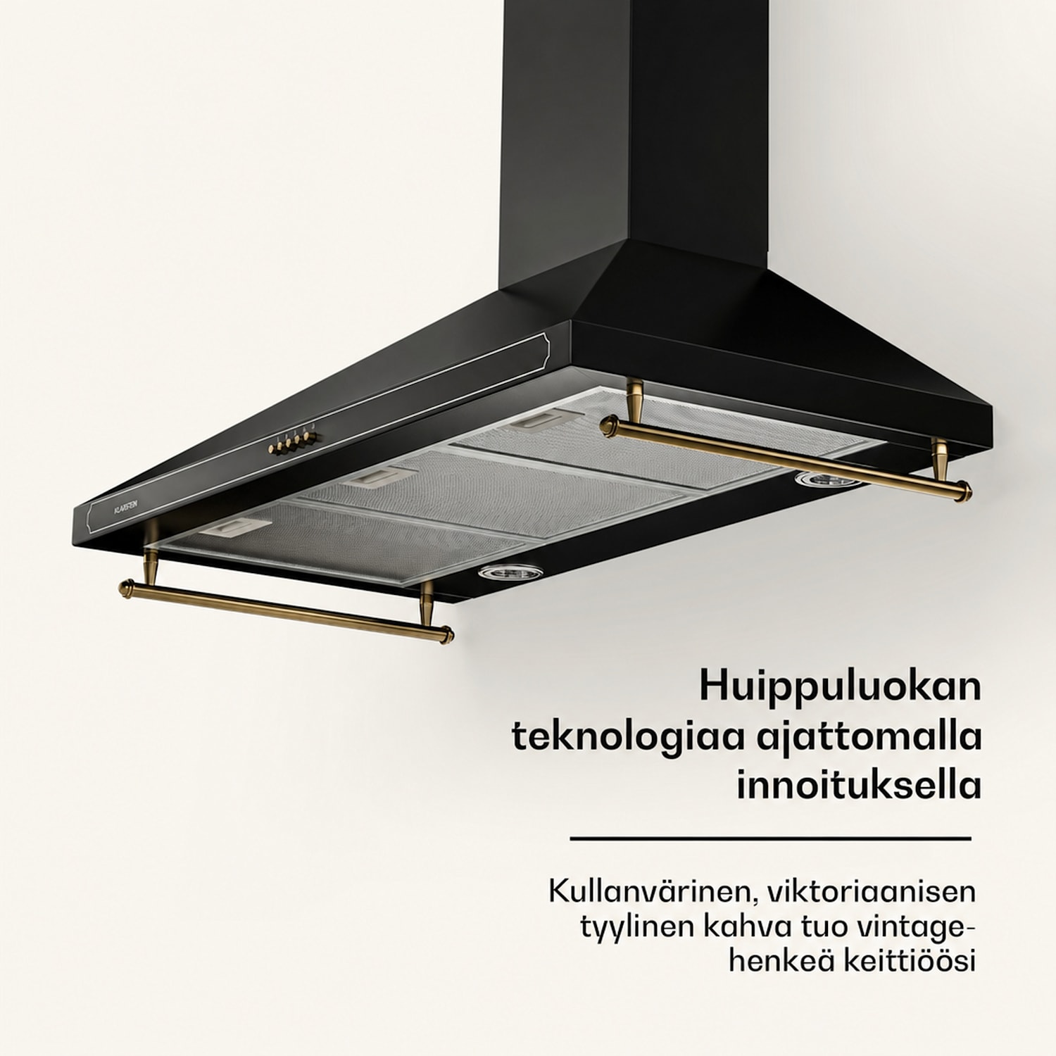 Victoria 90 liesituuletin 90 cm retromuotoilu 630 m³/h 2 LED-lamppua 90 cm | Musta