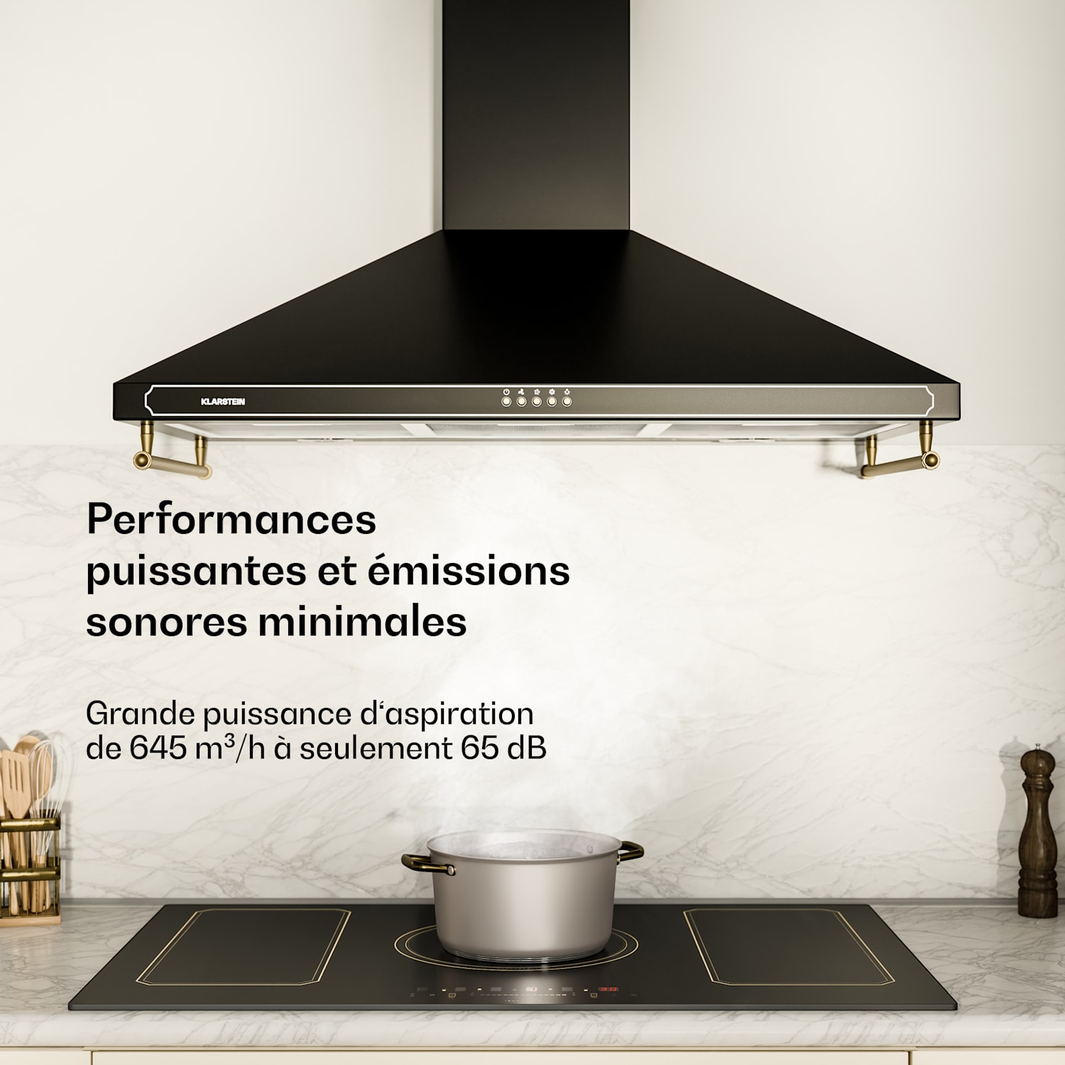 Victoria 90 afzuigkap 90 cm retro-design 644,5 m³/h 2 ledlampen 90 cm | Zwart