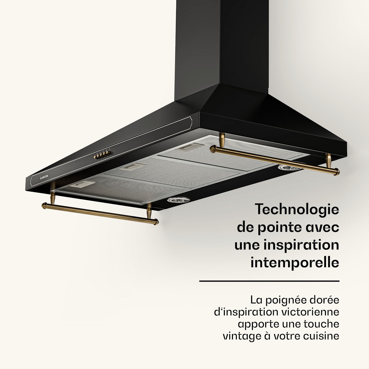 Victoria 90 afzuigkap 90 cm retro-design 644,5 m³/h 2 ledlampen 90 cm | Zwart