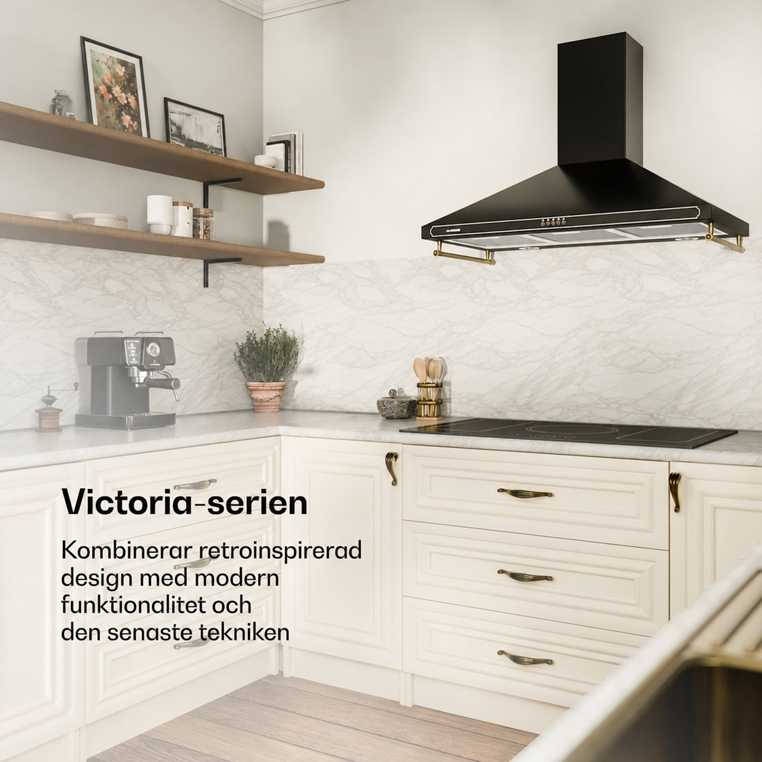 Victoria 90 Köksfläkt 90cm retrodesign 644,5m³/h 2 LED-lampor 