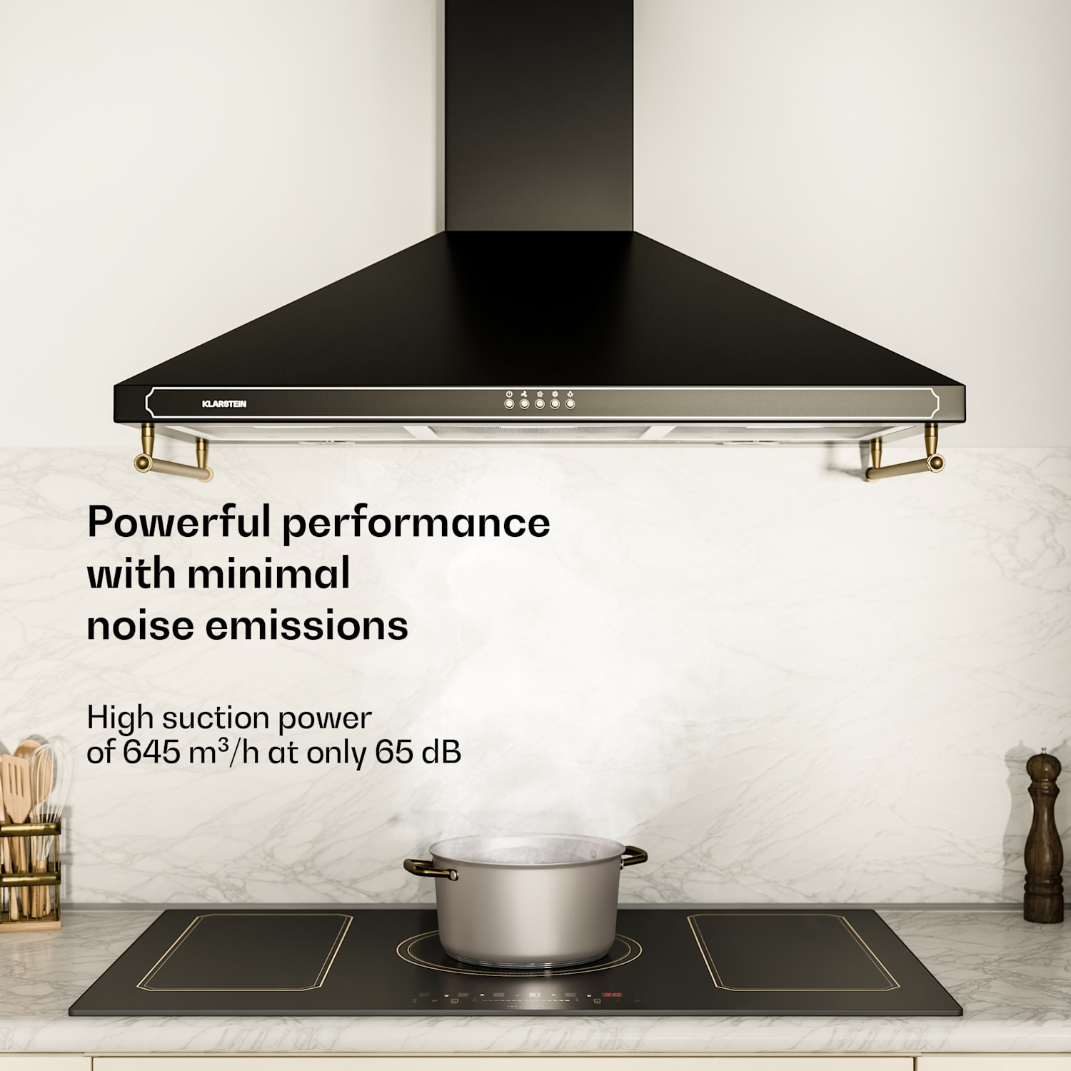 Victoria 90 afzuigkap 90 cm retro-design 644,5 m³/h 2 ledlampen 90 cm | Zwart