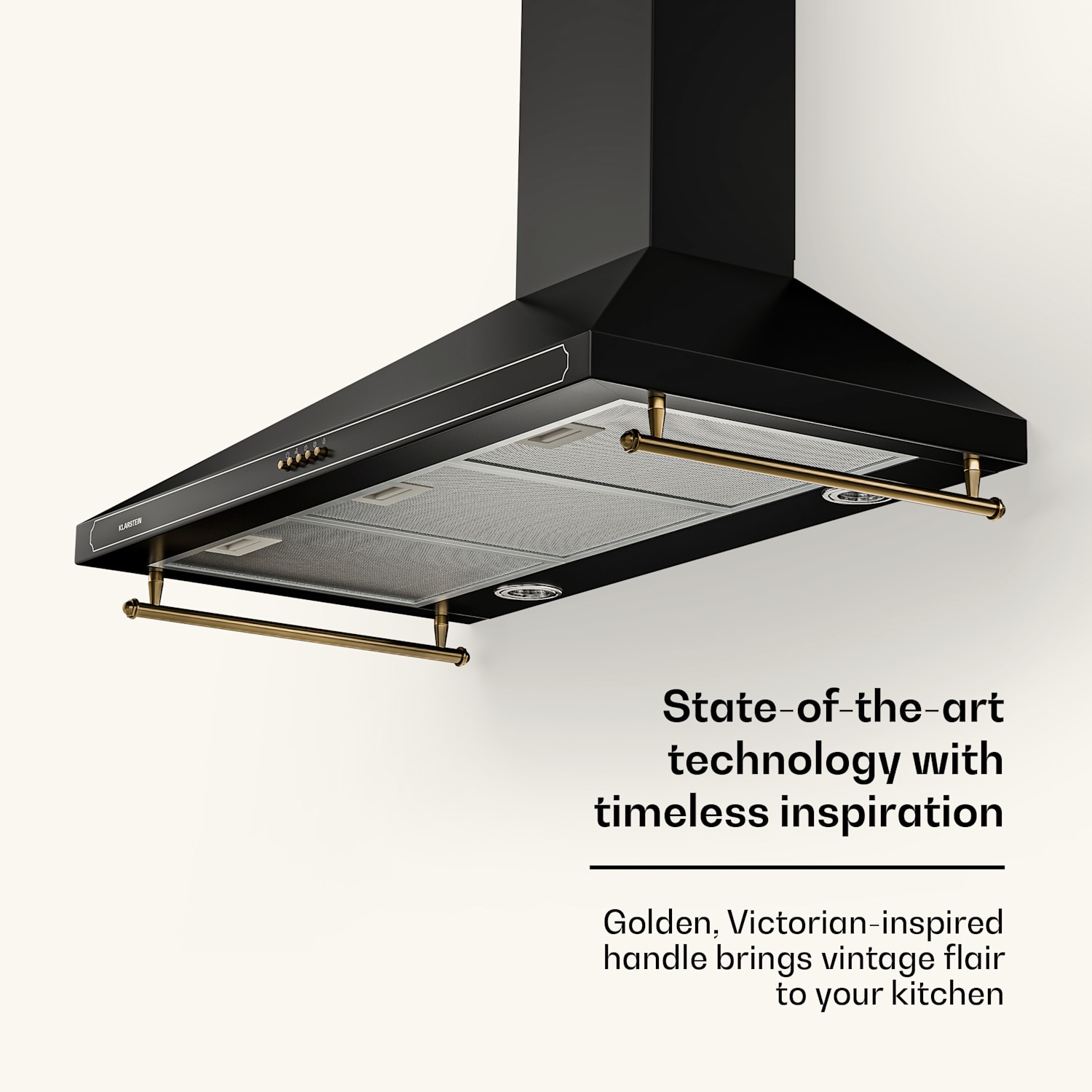 Victoria 90 afzuigkap 90 cm retro-design 644,5 m³/h 2 ledlampen 90 cm | Zwart