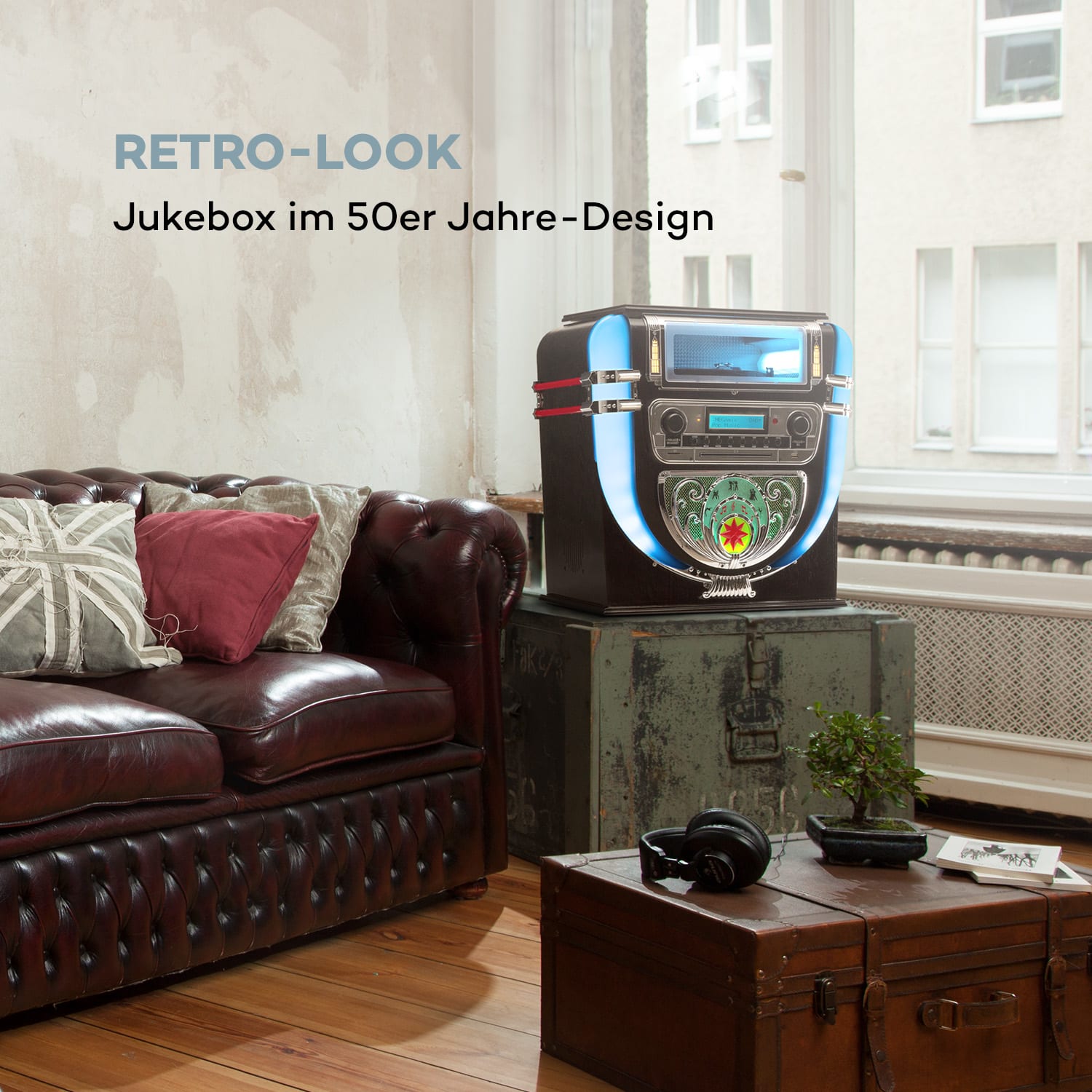 Graceland Mini Jukebox CD-Player Plattenspieler DAB+/FM-Radio LED 