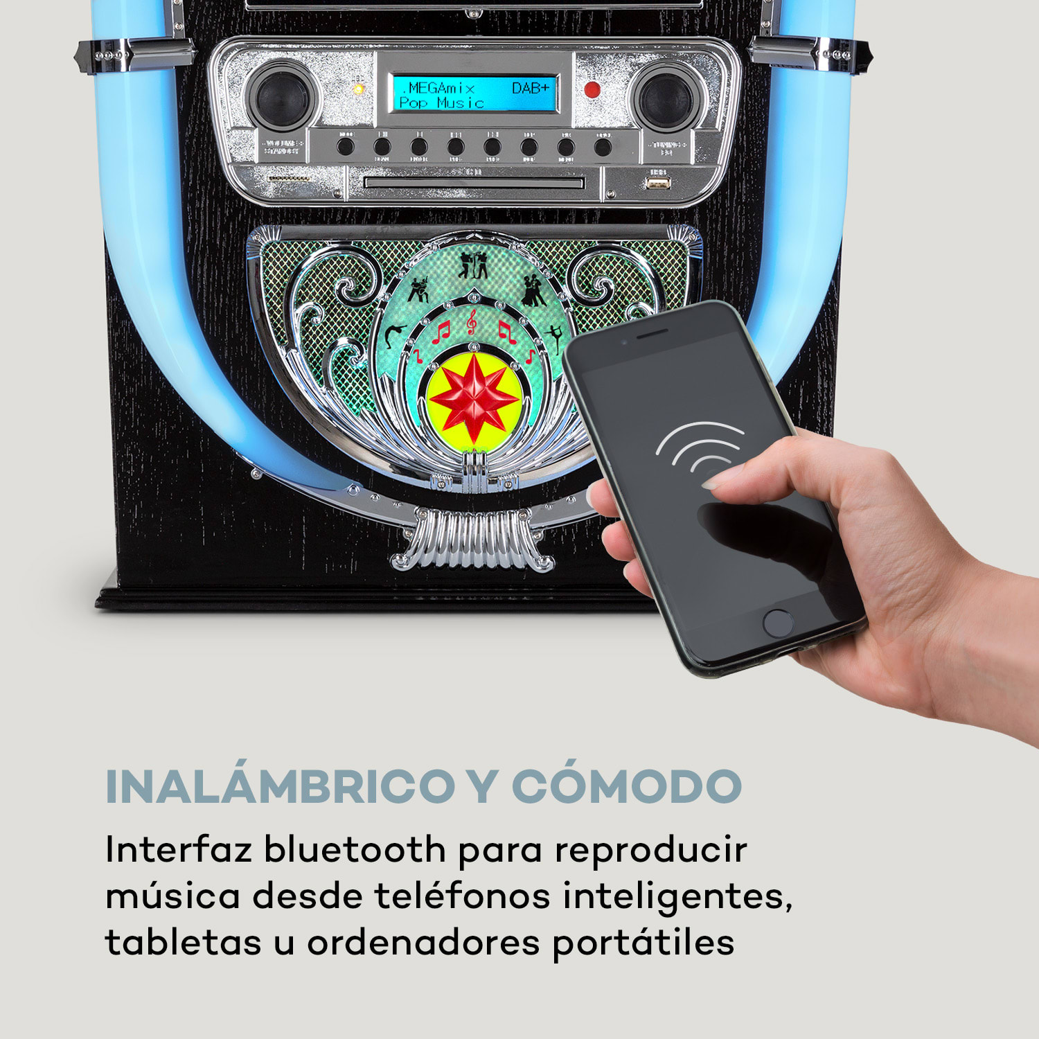 Jukebox Graceland Mini reproductor de CDs tocadiscos radio DAB+/FM LED 