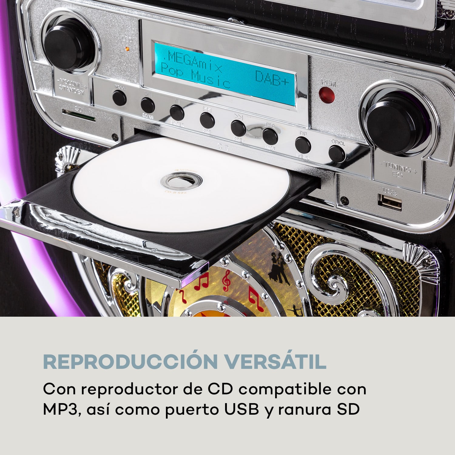Jukebox Graceland Mini reproductor de CDs tocadiscos radio DAB+/FM LED 