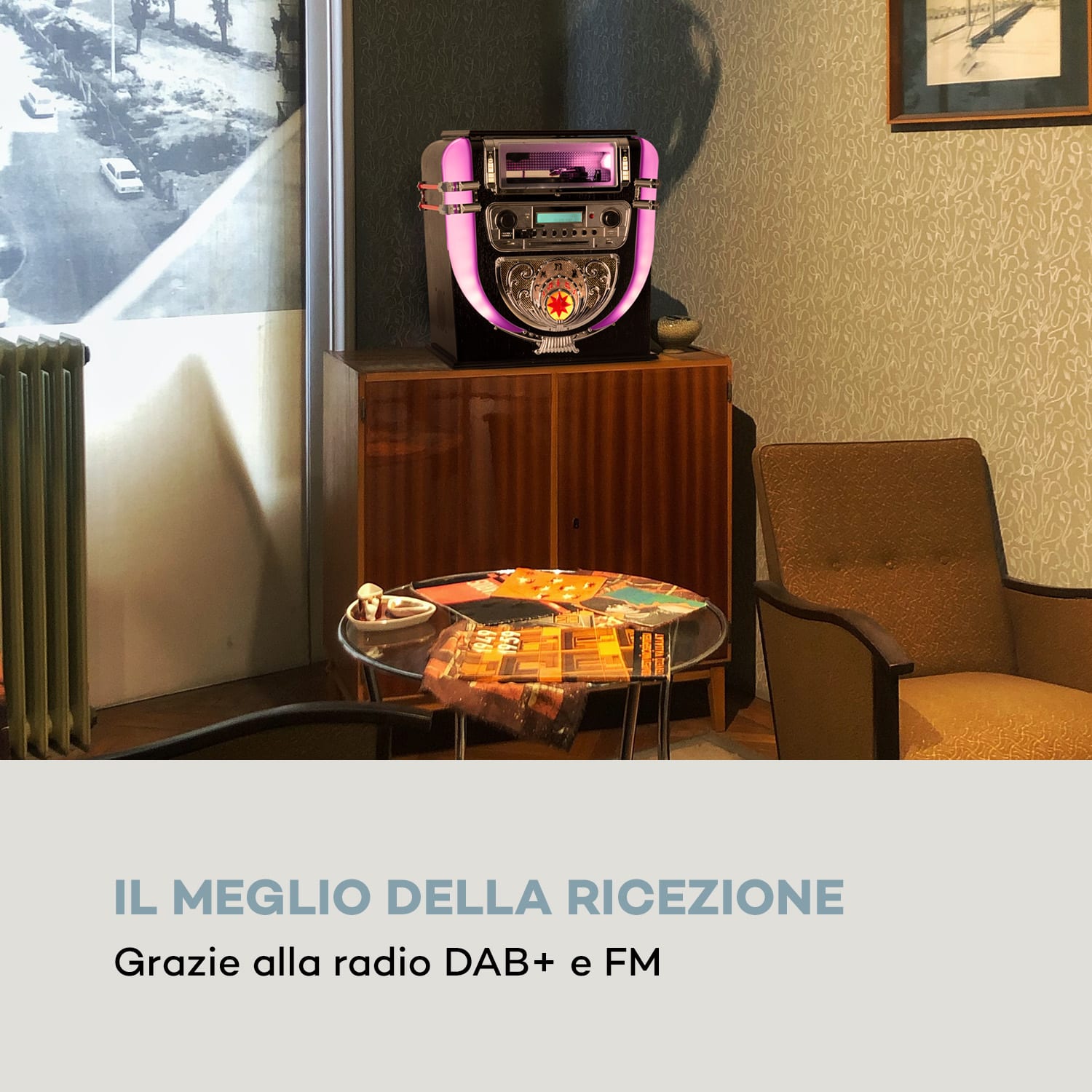 Jukebox Graceland Mini lettore CD giradischi DAB+/FM Radio LED 