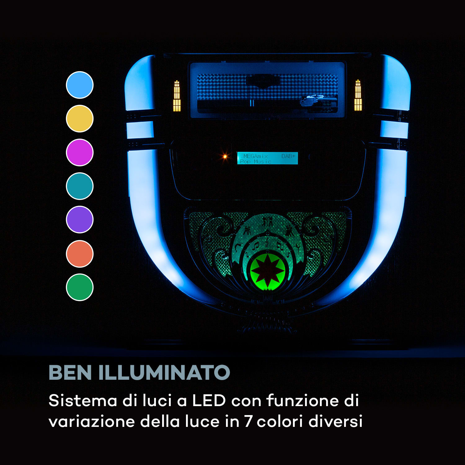 Jukebox Graceland Mini lettore CD giradischi DAB+/FM Radio LED 