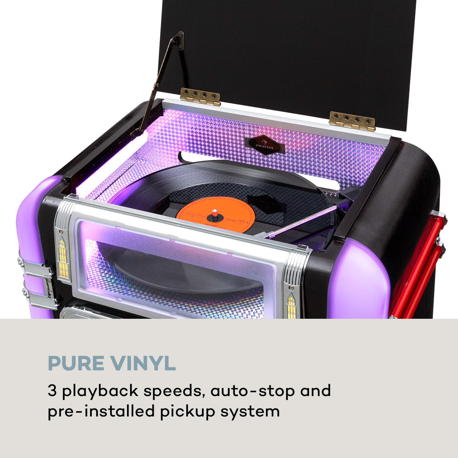 Graceland Mini, szafa grająca, jukebox, gramofon, CD, DAB+/FM, LED 