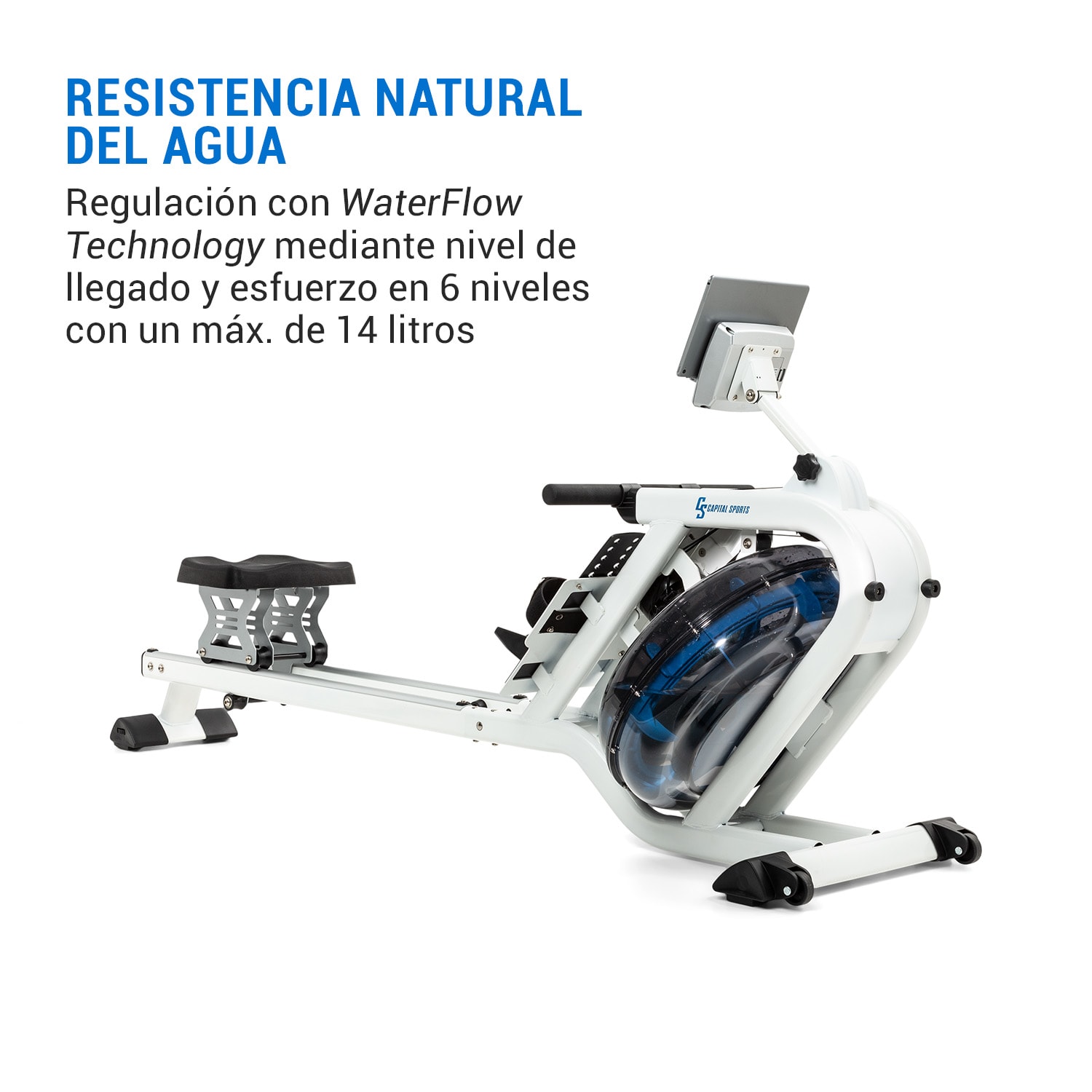 Flow M2 Remo de agua con ordenador de entrenamiento y hasta 150 kg de capacidad Blanco