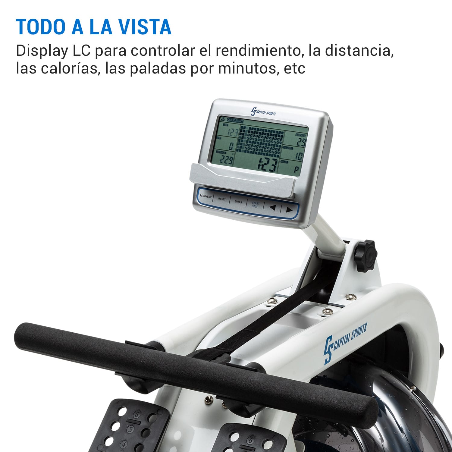 Flow M2 Remo de agua con ordenador de entrenamiento y hasta 150 kg de capacidad Blanco