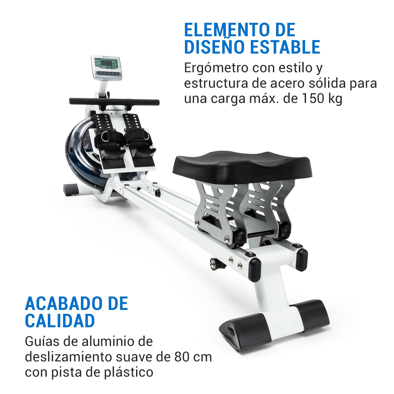 Flow M2 Remo de agua con ordenador de entrenamiento y hasta 150 kg de capacidad Blanco