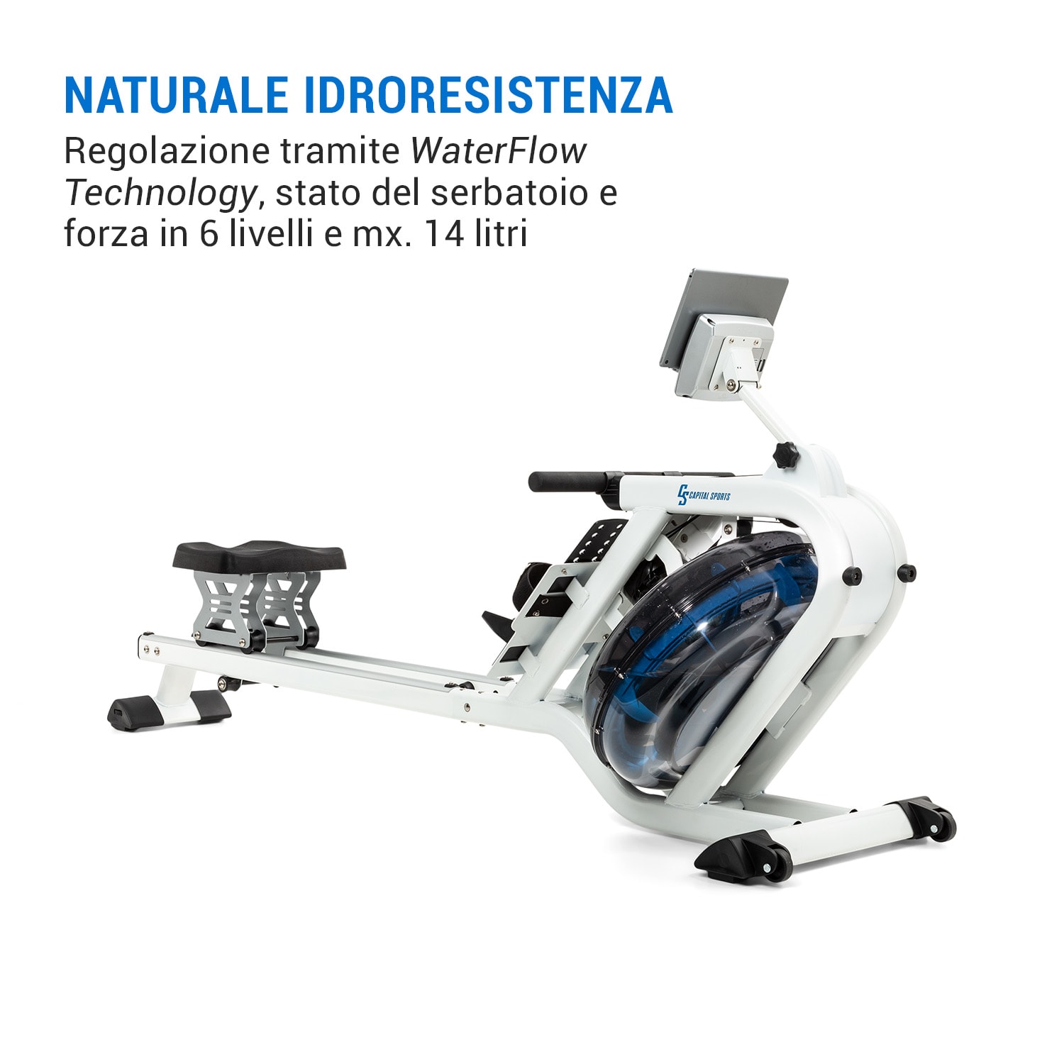 Flow M2 - Vogatore ad acqua, incl. computer di allenamento, fino a 150 kg 