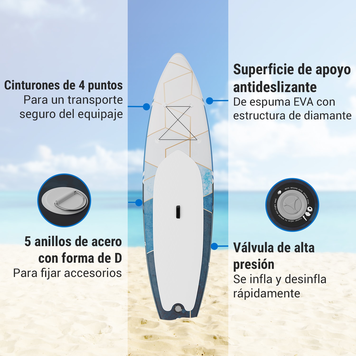 Lanikai Cruiser 9.8 Tabla de SUP inflable Juego de tabla SUP 305x77x10 Gris / blanco