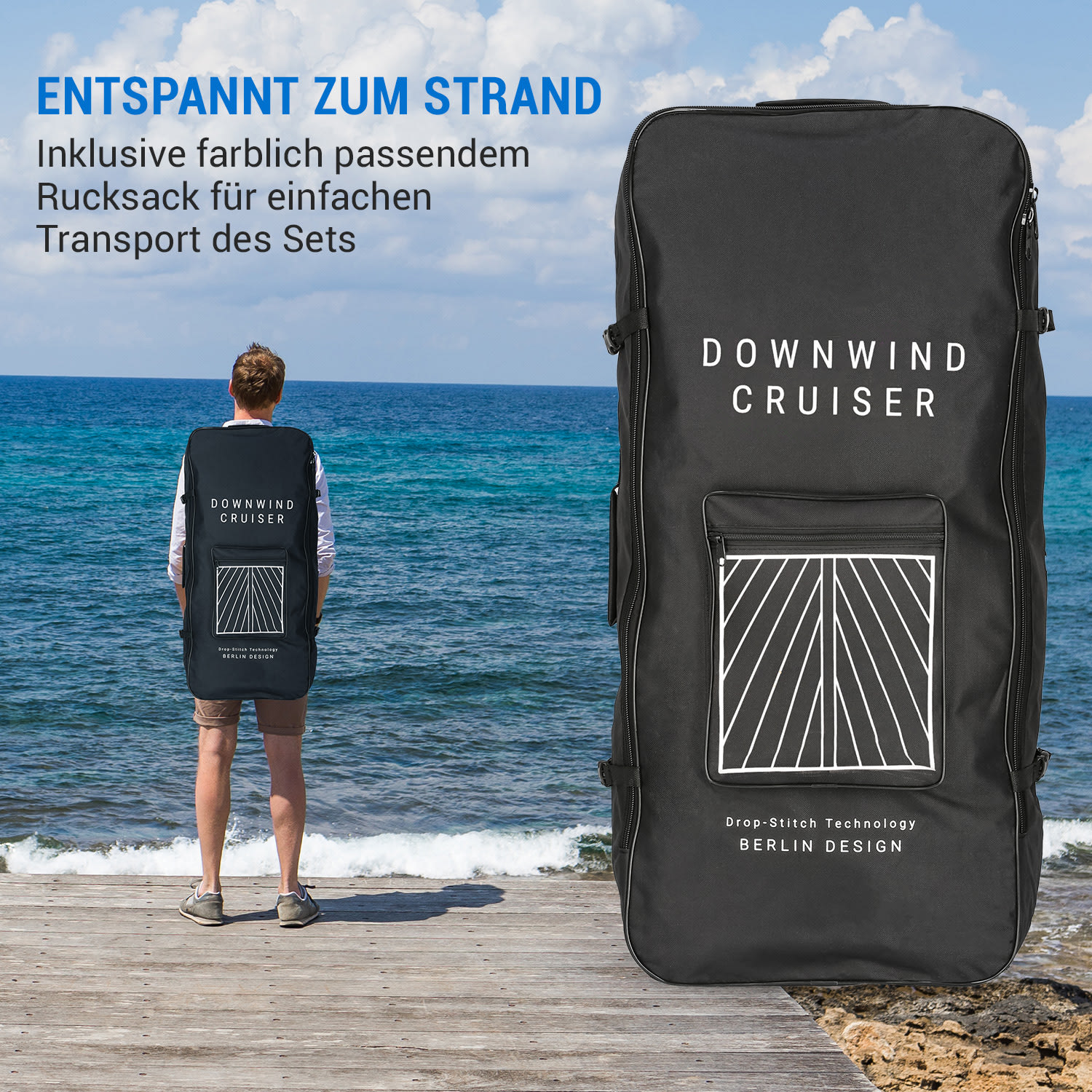 Downwind Cruiser 10.8 aufblasbares Paddelboard-Komplettset 330x77x15cm M - 330 x 10 x 77 cm