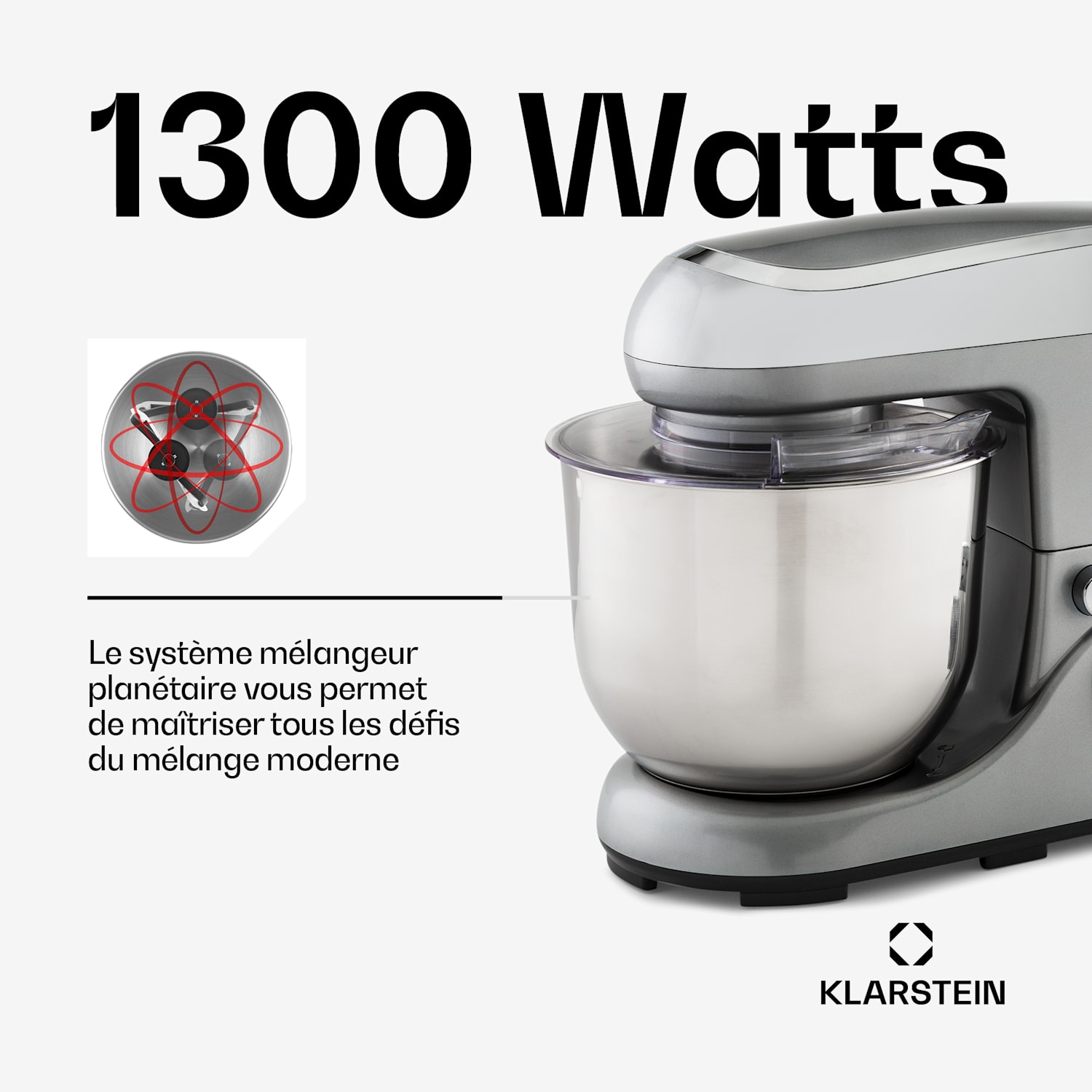 Bella Pico 2G keukenmachine 1300W 1,7PS 6 standen 5 liter Zilver Metallic