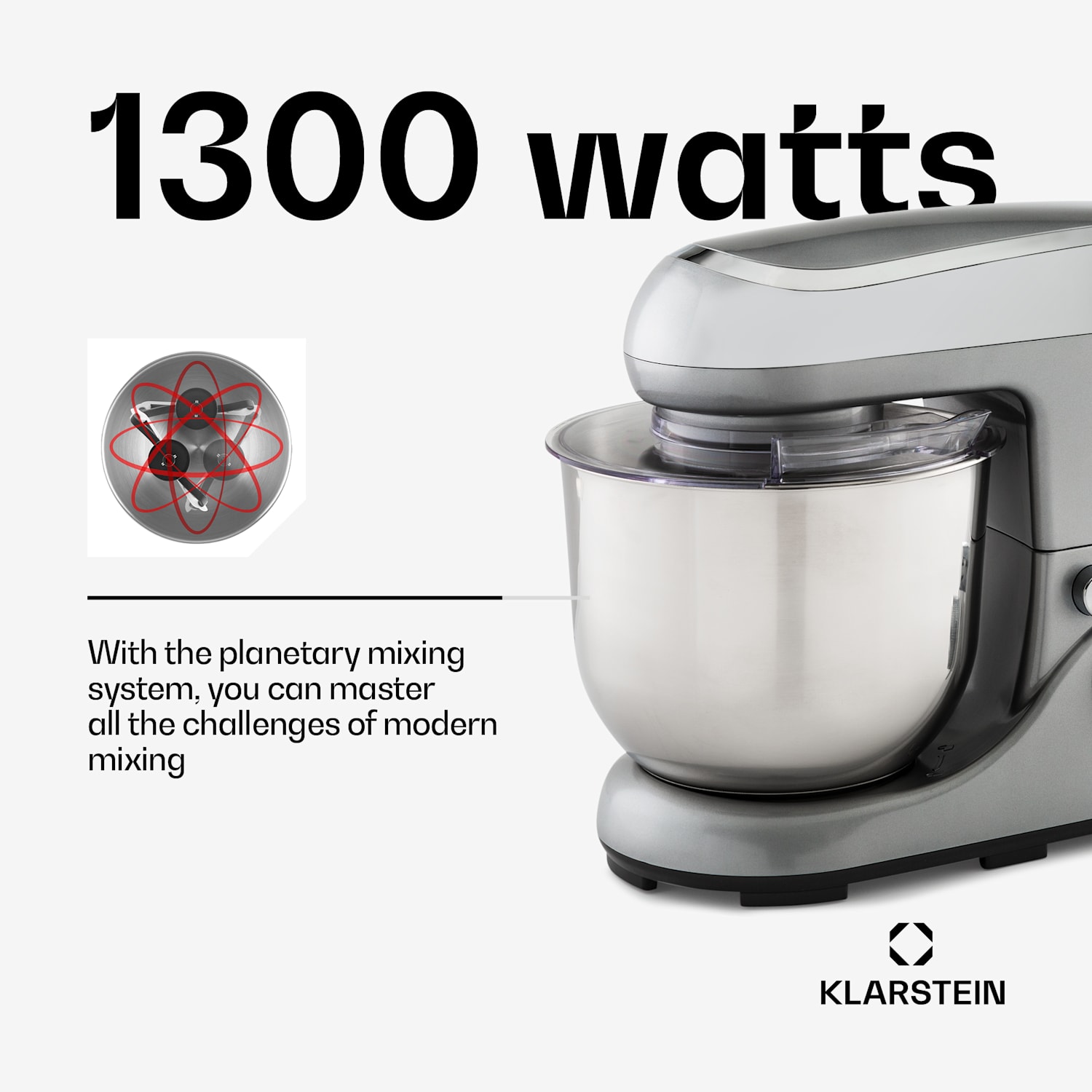 Bella Pico 2G keukenmachine 1300W 1,7PS 6 standen 5 liter Zilver Metallic