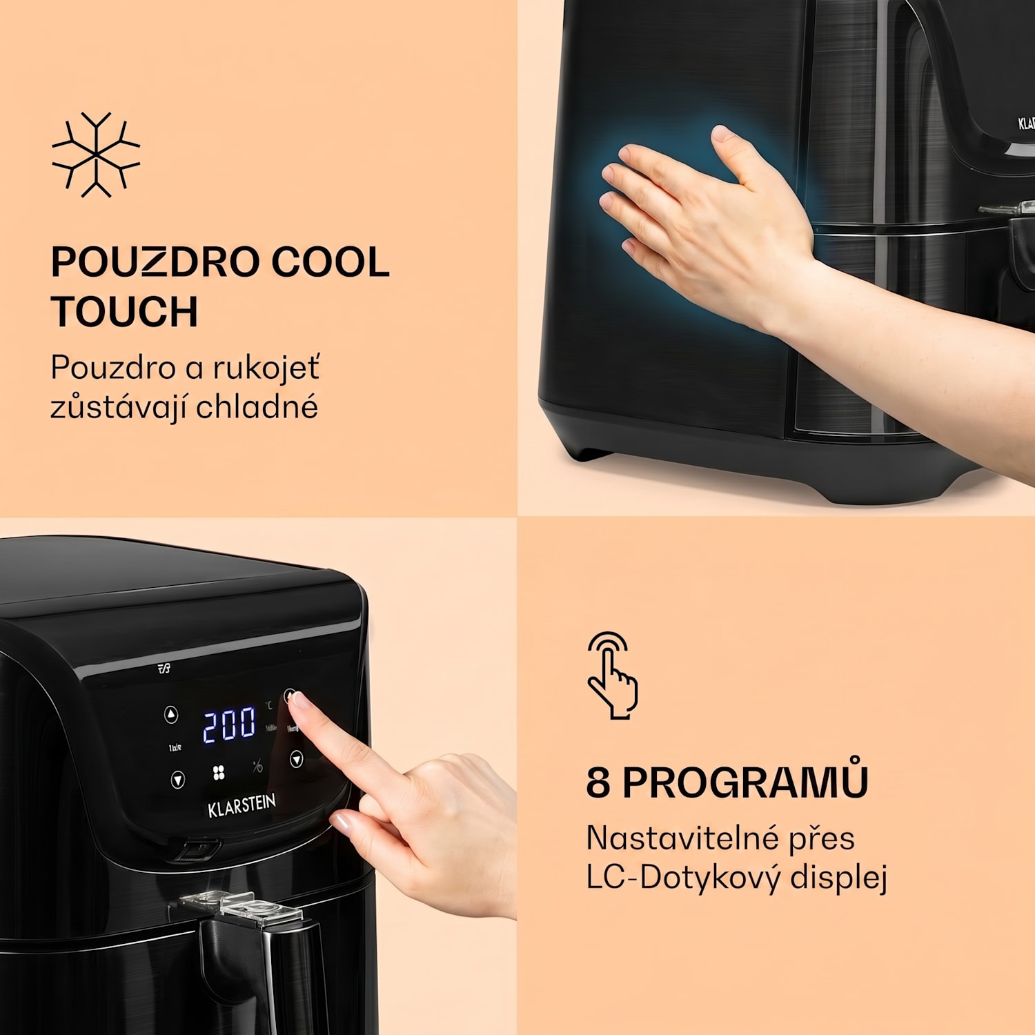 AeroVital Deluxe, horkovzdušná fritéza, 1700 W, 5 l, nerezová Deluxe. | Černá metalíza