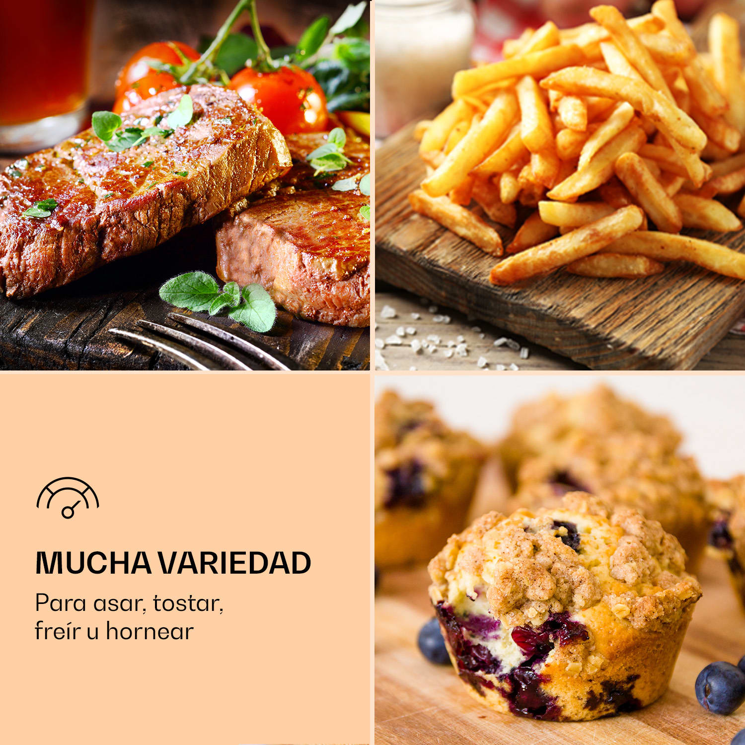 Aero Vital deluxe Freidora sin aceite 1700W 5,4 L Acero inoxidable Plateado De lujo | Negro Metalizado