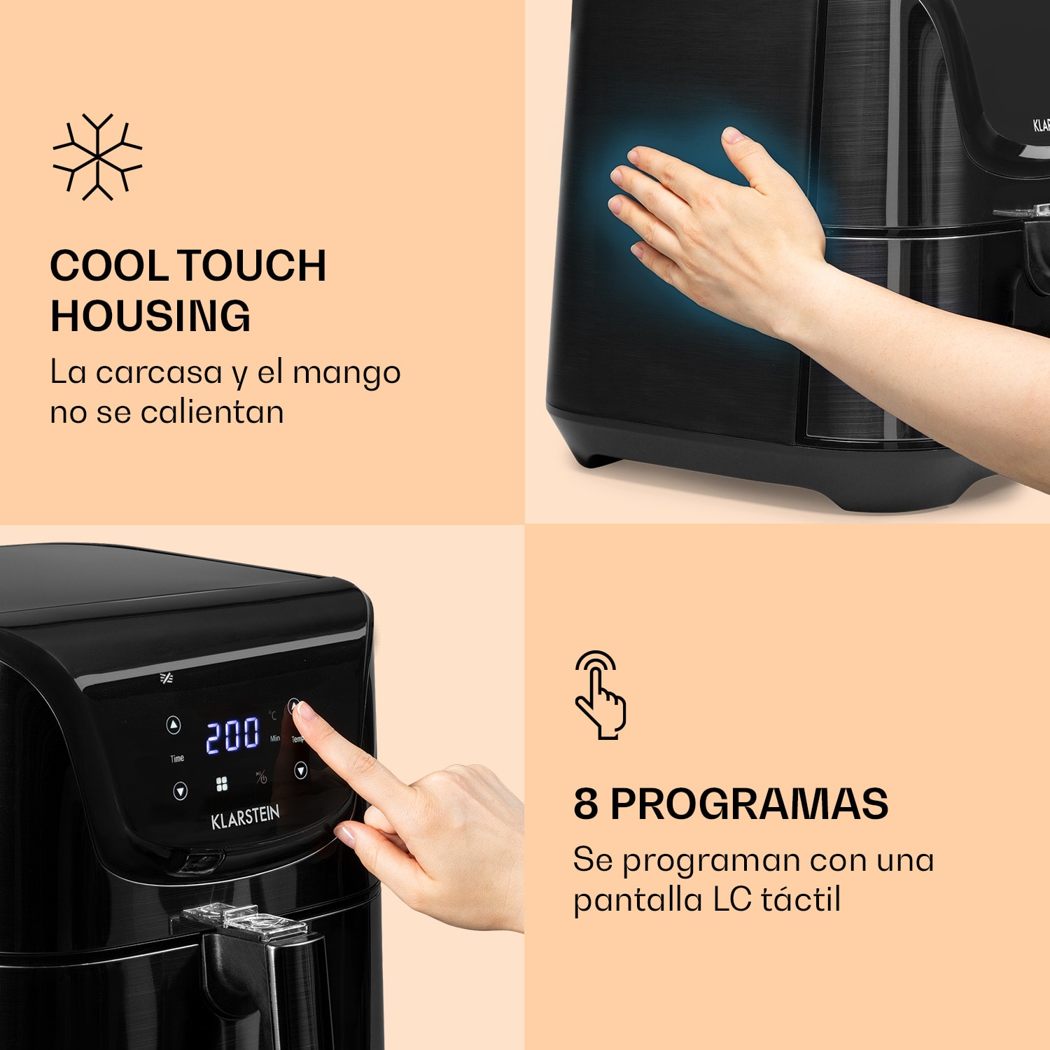 Aero Vital deluxe Freidora sin aceite 1700W 5,4 L Acero inoxidable Plateado De lujo | Negro Metalizado