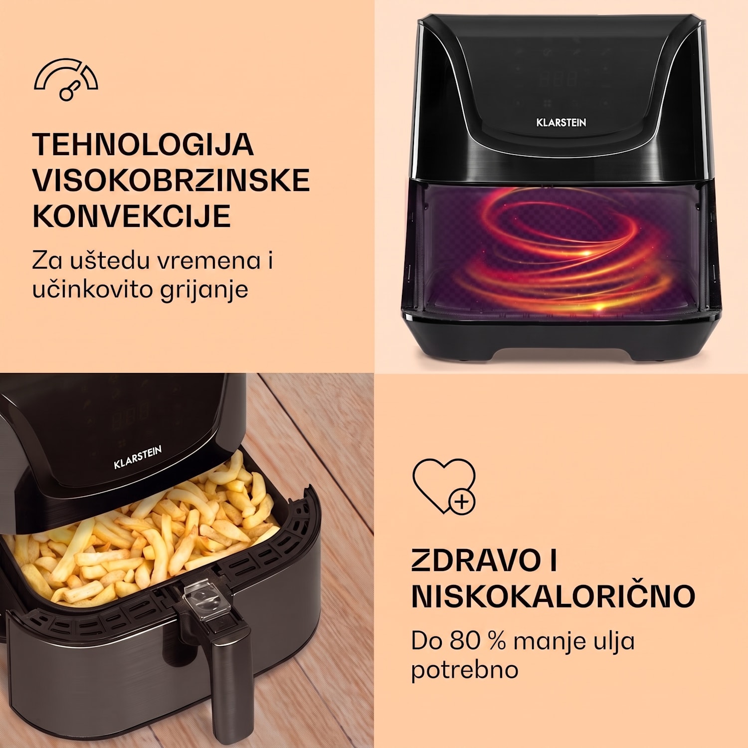 AeroVital Deluxe, friteza na topli zrak, 1700 W, 5 l, nehrđajući čelik Deluxe | Crna metalik