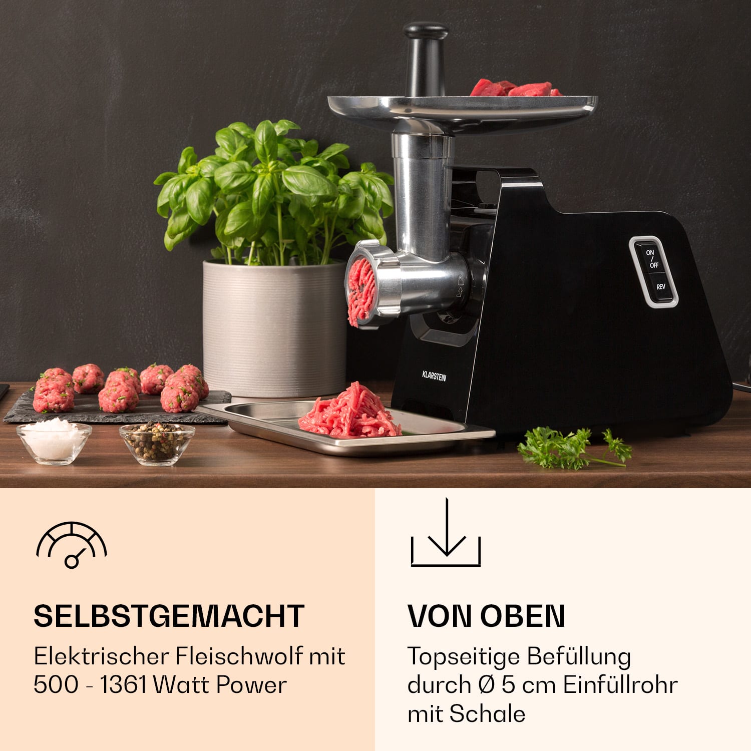 Mighty Mince hachoir à viande électrique 500 - 1361 watts 3  disques perforés en acier 