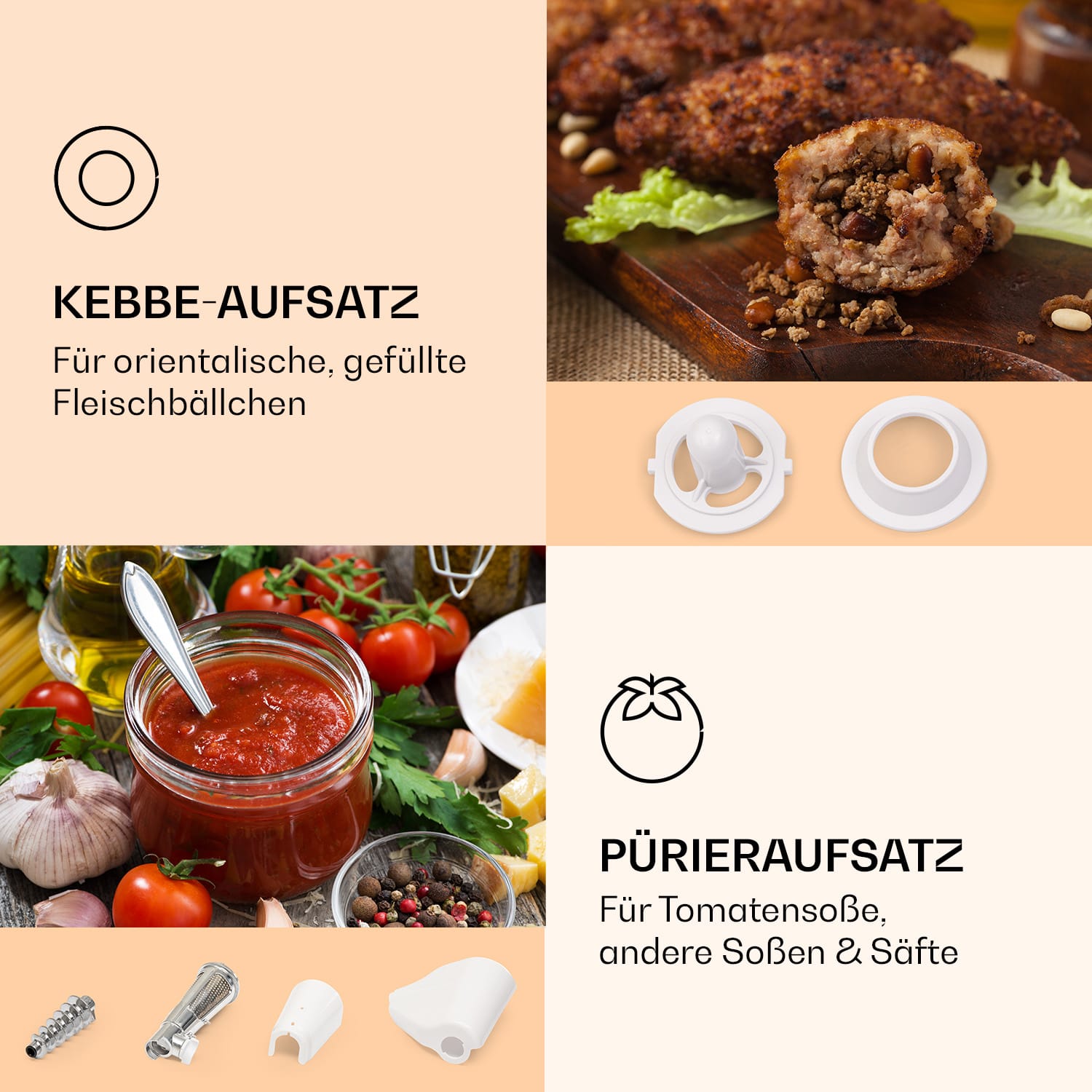 Mighty Mince elektrischer Fleischwolf 500 - 1361 Watt 3 Lochscheiben Weiß