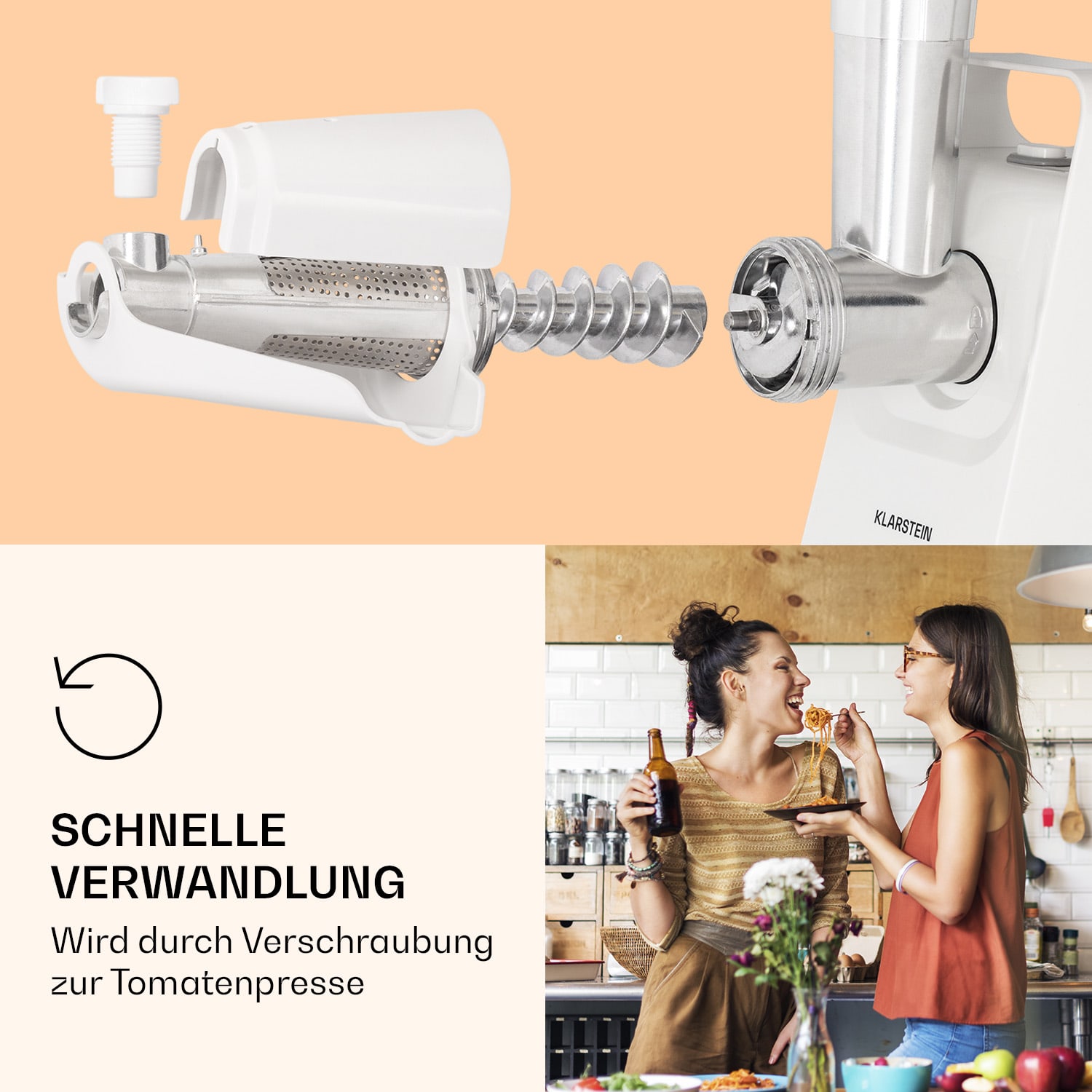 Mighty Mince elektrischer Fleischwolf 500 - 1361 Watt 3 Lochscheiben Weiß