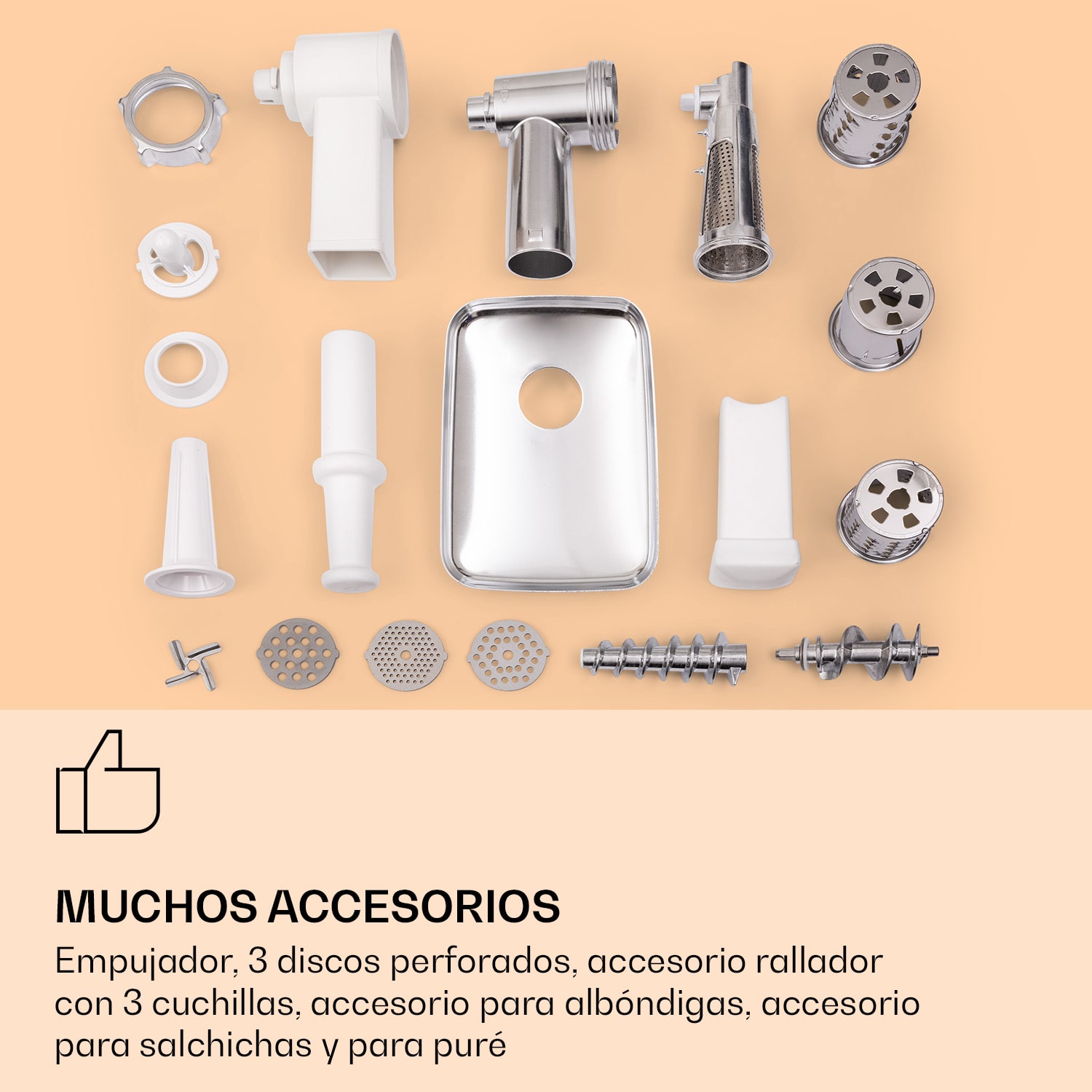 Picadora eléctrica de carne Mighty Mince 500 - 1361 Watt 3  discos perforados de acero Blanco