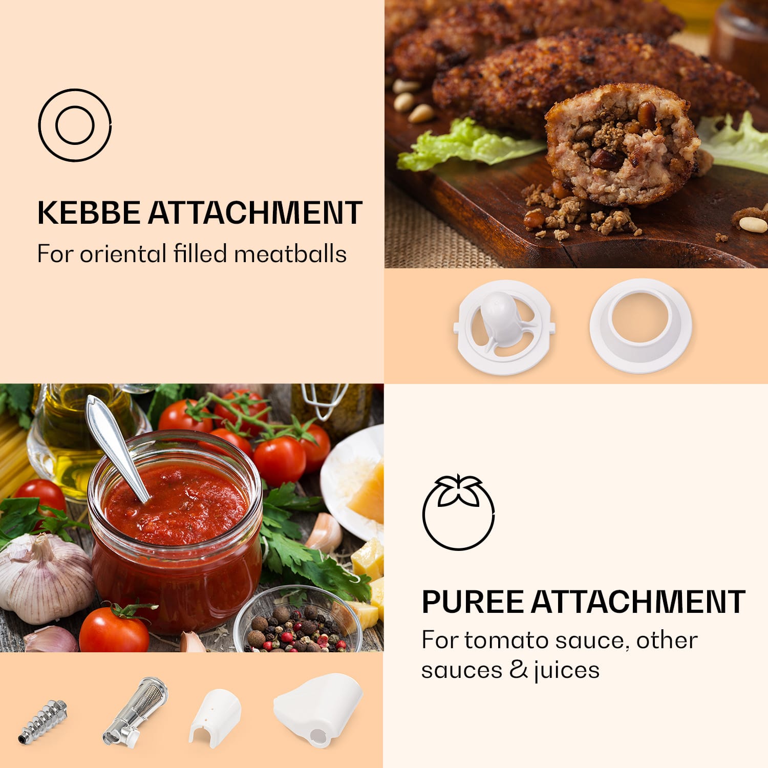 Mighty Mince, elektrický mlýnek na maso, 1361 W, 3 perforované ocelové kotouče 