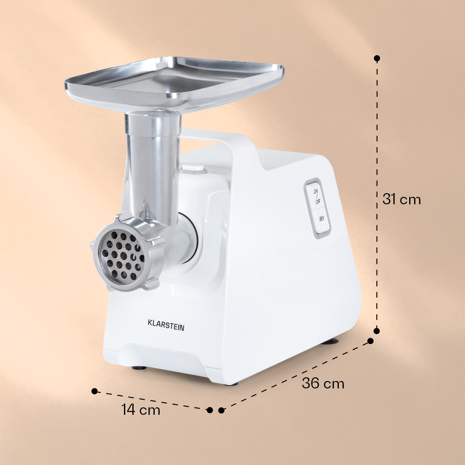 Mighty Mince, elektrický mlýnek na maso, 1361 W, 3 perforované ocelové kotouče 