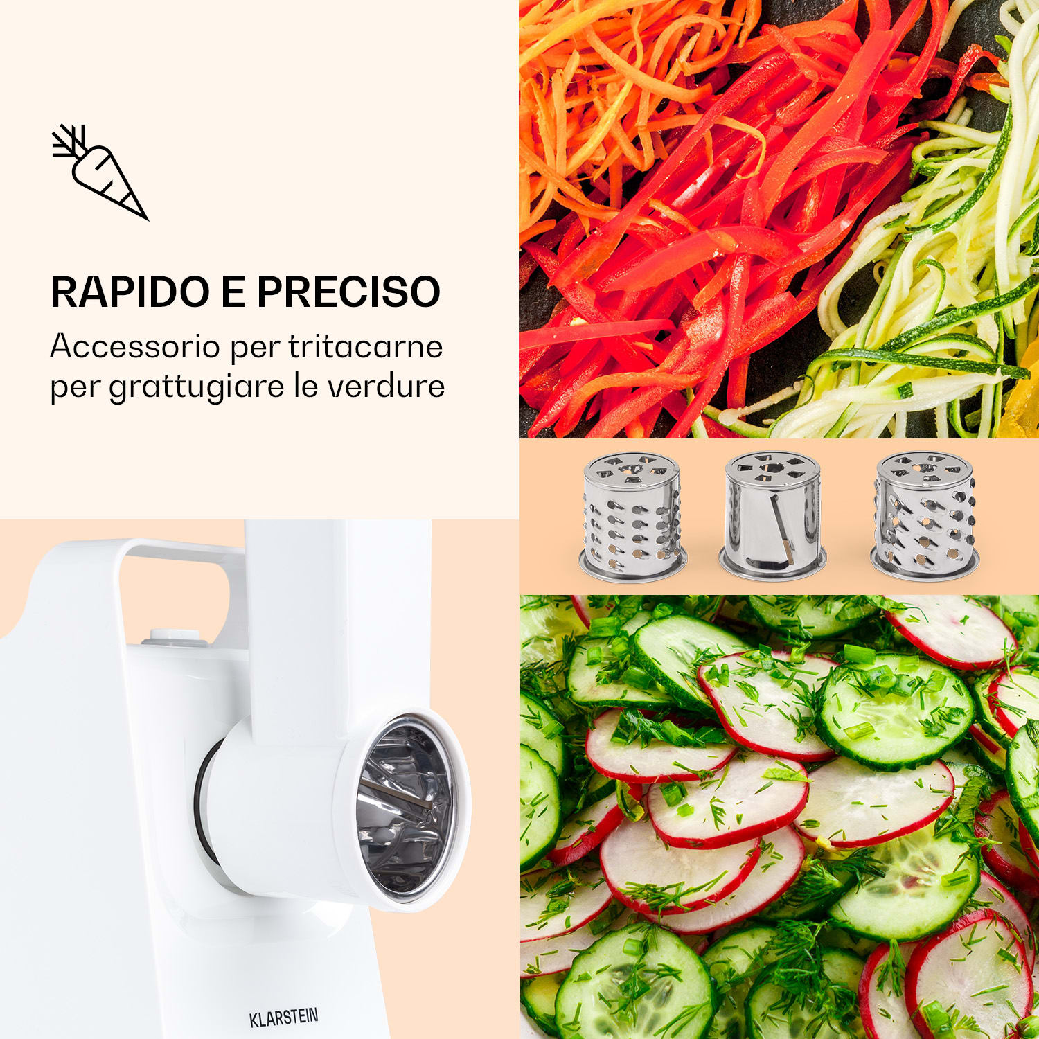 Mighty Mince - Attacco per grattugiare, con pestello, 4 grattugie, plastica e alluminio 