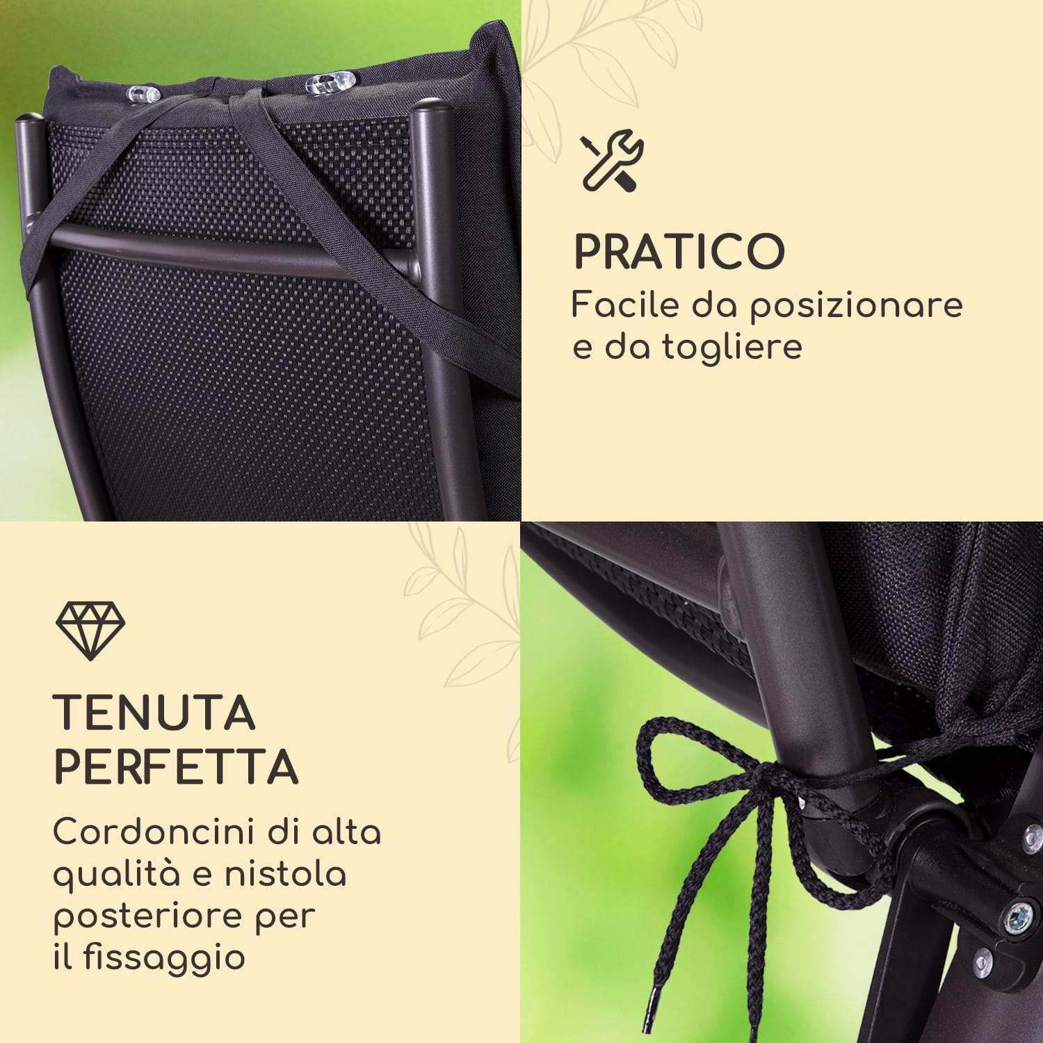 Sylt, Imbottitura, Schienale Alto, Sedia da Giardino, Poggiatesta, Poliestere, 50x120x9cm 1 x cuscino di seduta | Blu / Antracite
