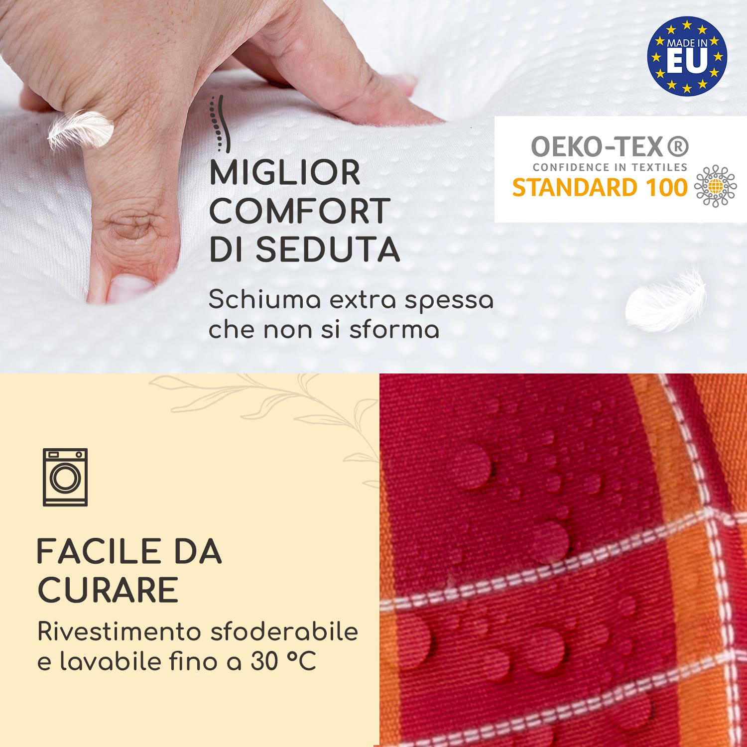 Sylt, Imbottitura, Schienale Alto, Sedia da Giardino, Poggiatesta, Poliestere, 50x120x9cm 1 x cuscino di seduta | Plaid rosso