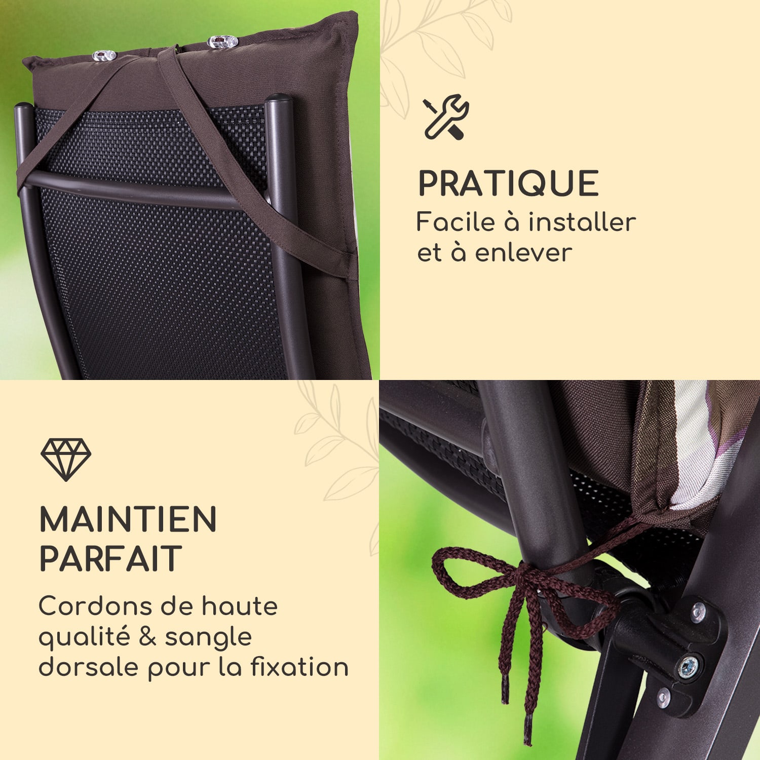 Sylt coussin de fauteuil appuie-tête pour dossier haut Polyester 50x120x9cm 