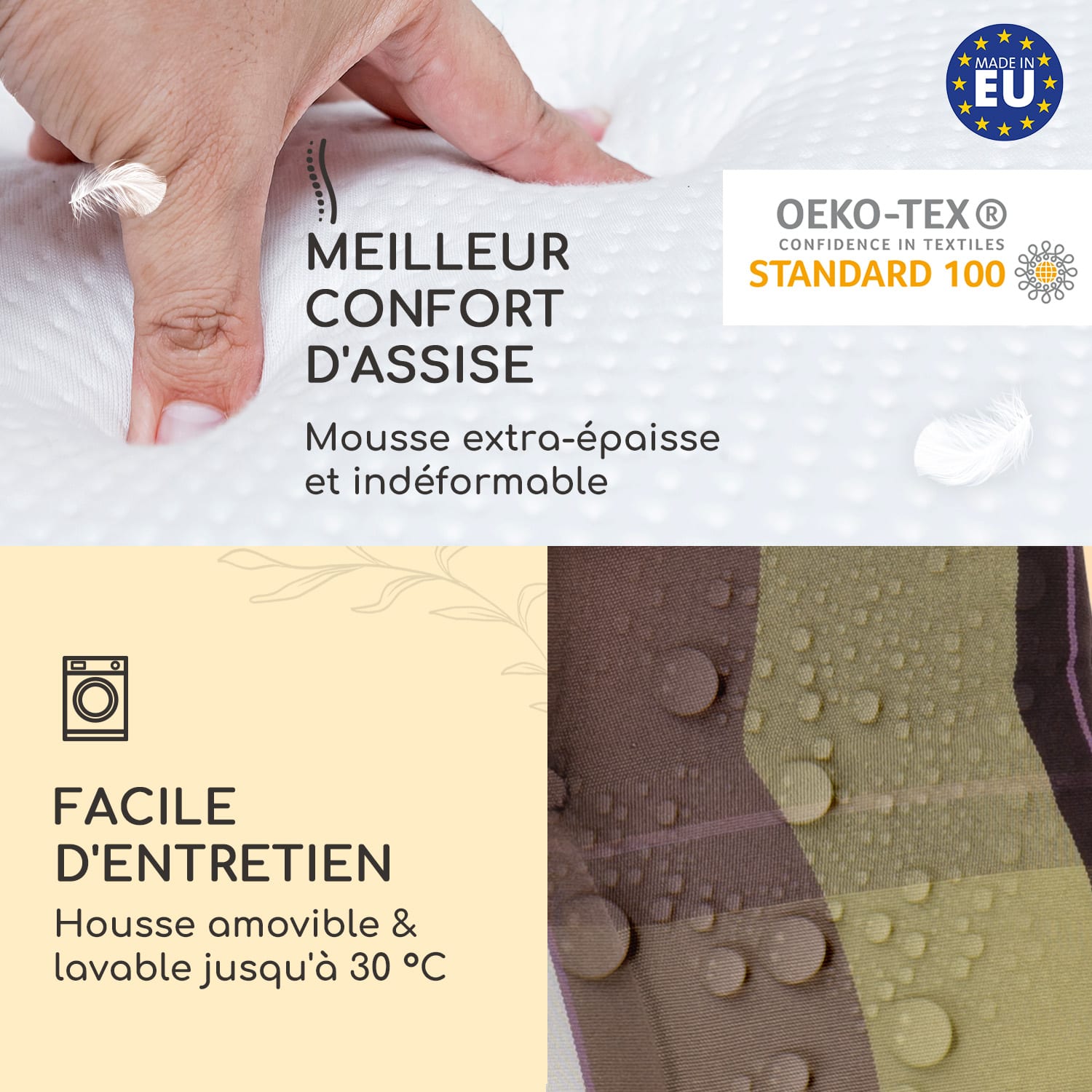 Sylt coussin de fauteuil appuie-tête pour dossier haut Polyester 50x120x9cm 