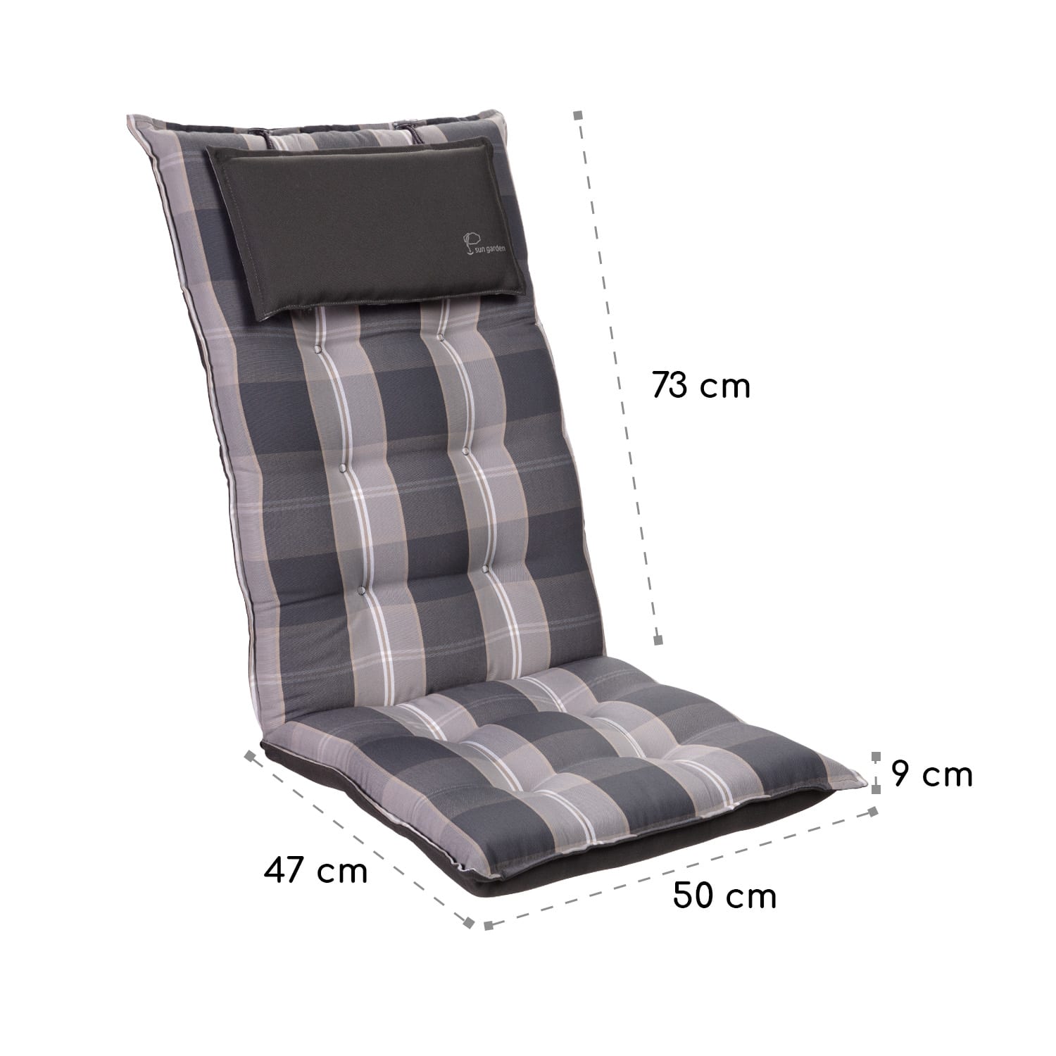 Sylt, čalúnená podložka, podložka na stoličku, podložka na vyššie polohovacie kreslo, vankúš, polyester, 50 × 120 × 9 cm
