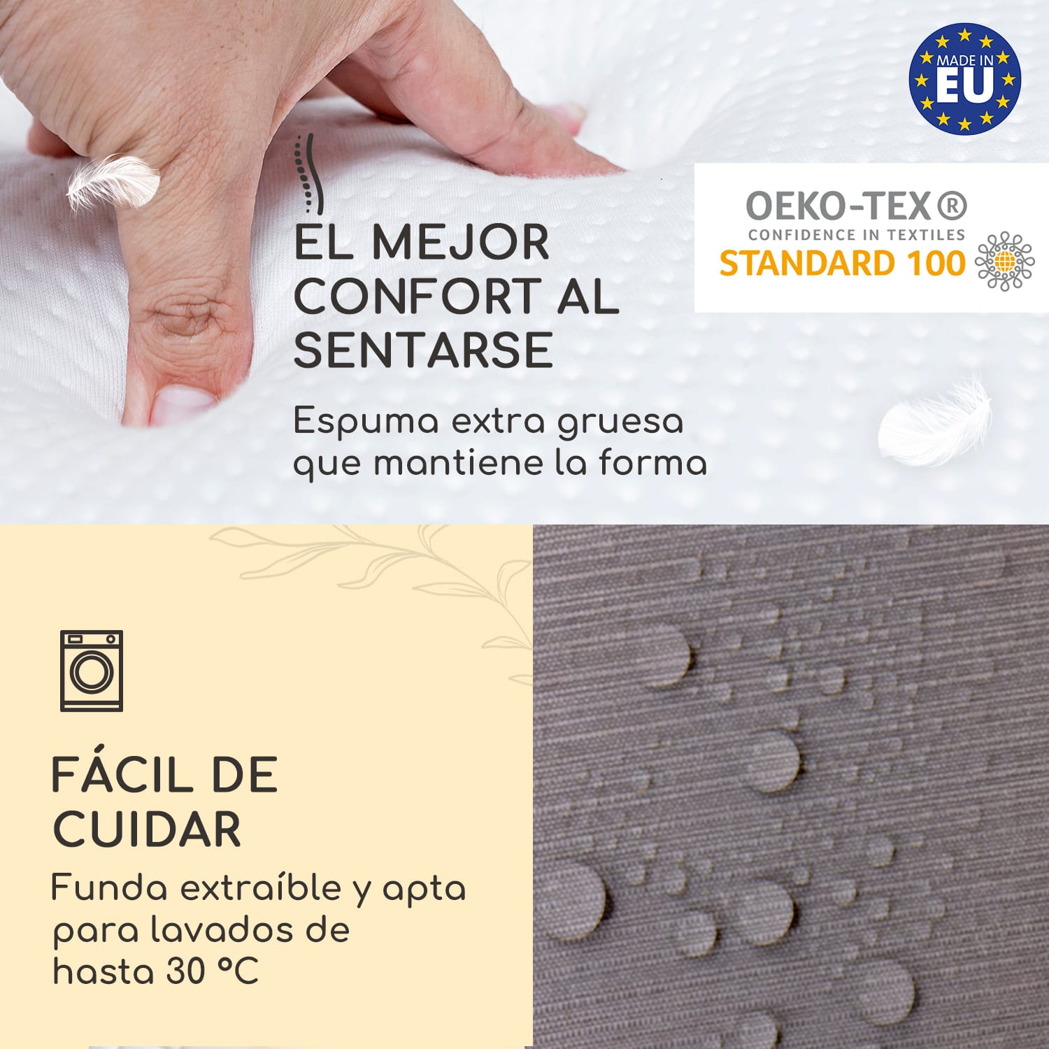 Sylt Cojín acolchado Cojín de exterior para sillas con respaldo alto Almohada Poliéster 50x120x9cm 1 x cojín del asiento | Gris platino